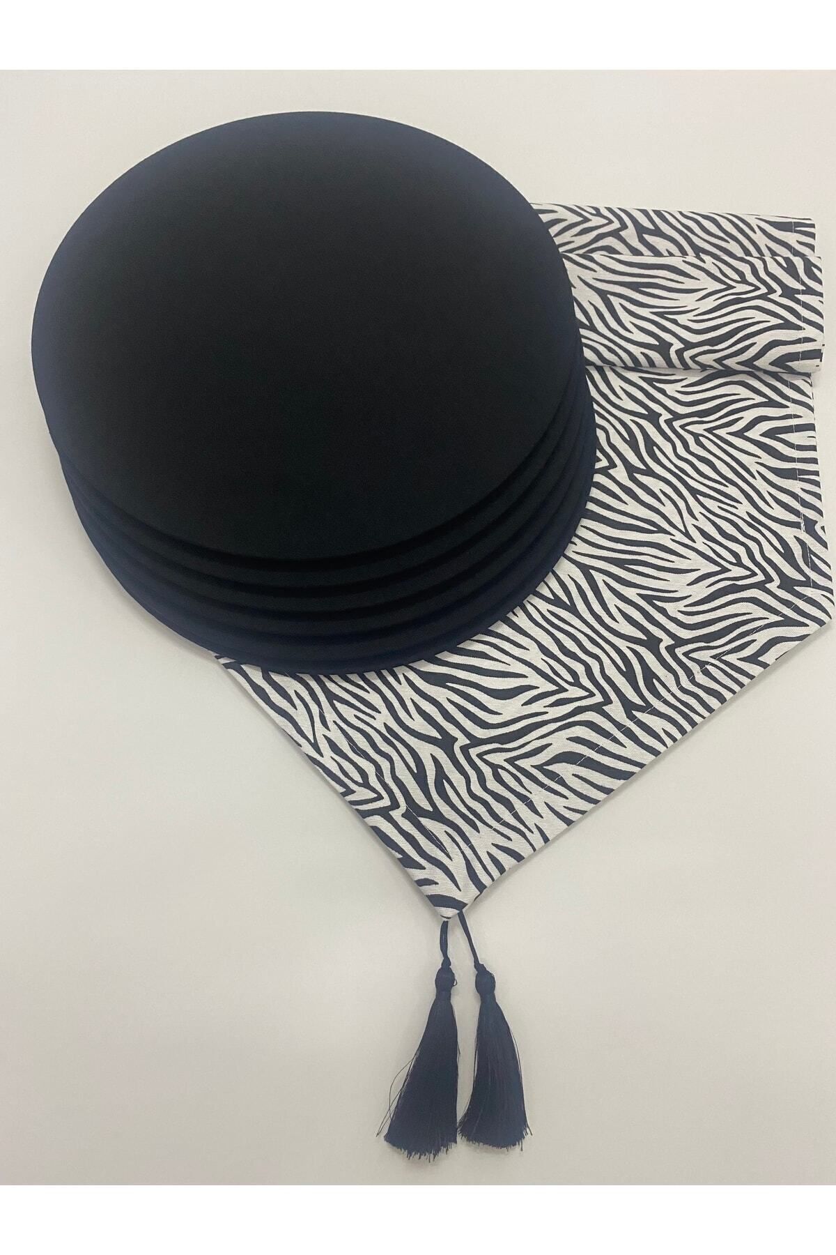 Elioure Siyah Beyaz Zebra Runner Supla Takım, şık ve kullanışlı sofralık set