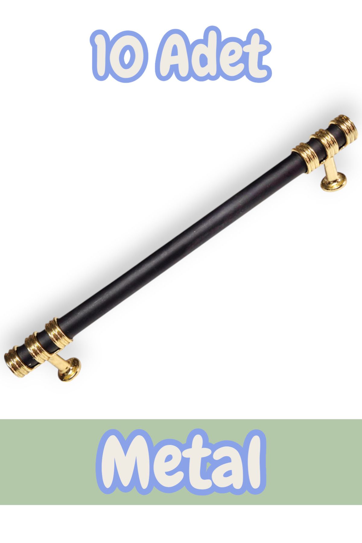 onderhomestore Nesli Alüminyum Metal Lüks Modern Mobilya Çekmece Mutfak Dolabı Kulpu Siyah-Altın (10 Adet)