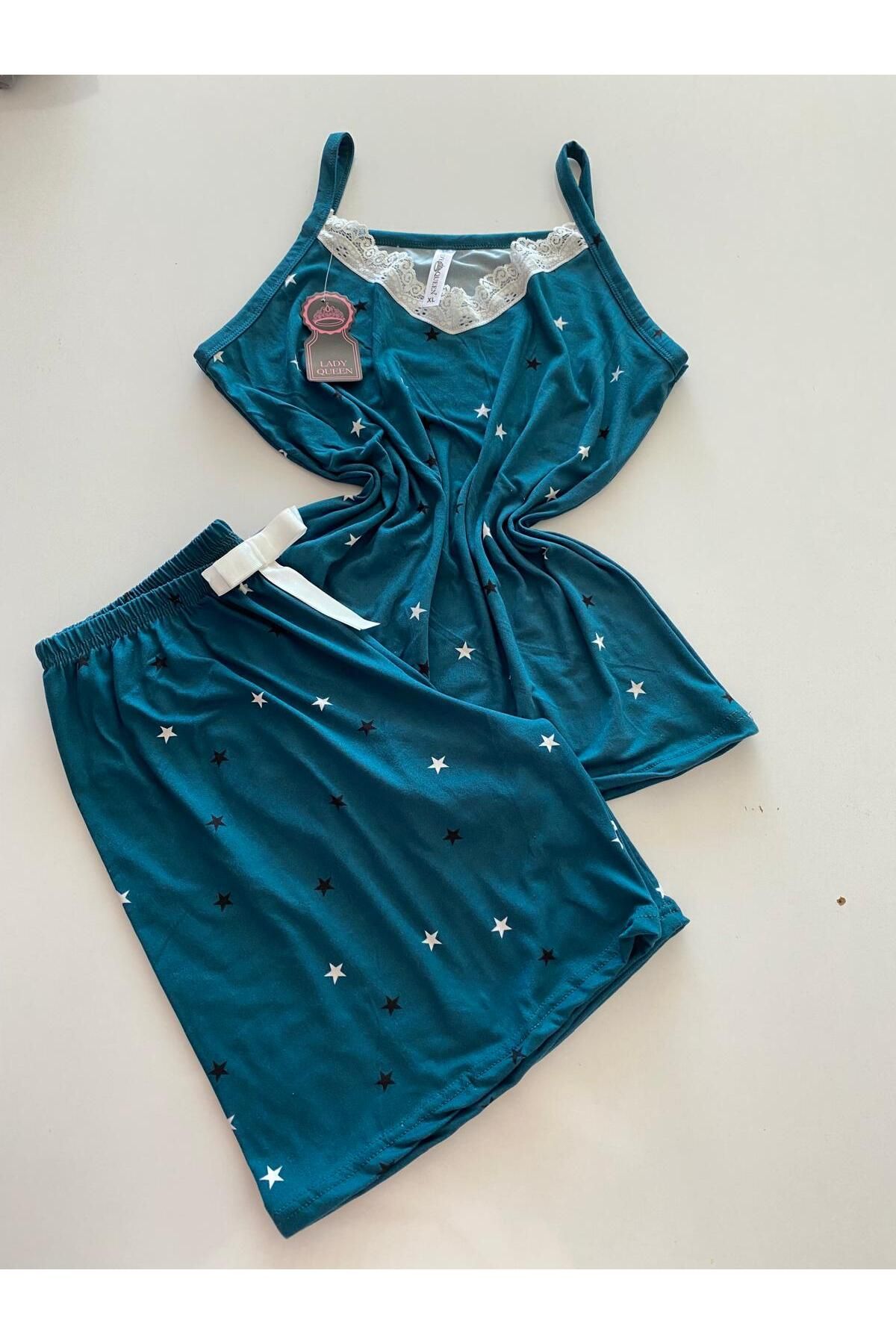 Lady Queen milan dantelli şortlu pijama takımı