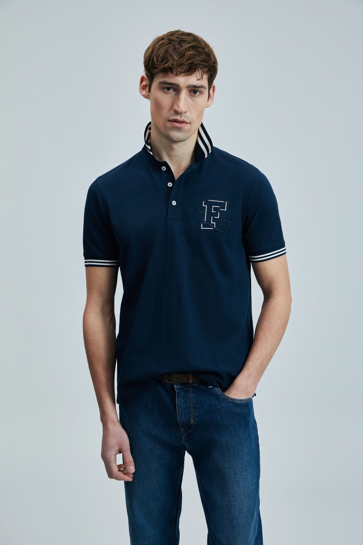 Kocamanlar Ayakkabı Lufian 111040216 Everes Smart Polo Yaka Tişort Erkek T-Shirt LACİVERT