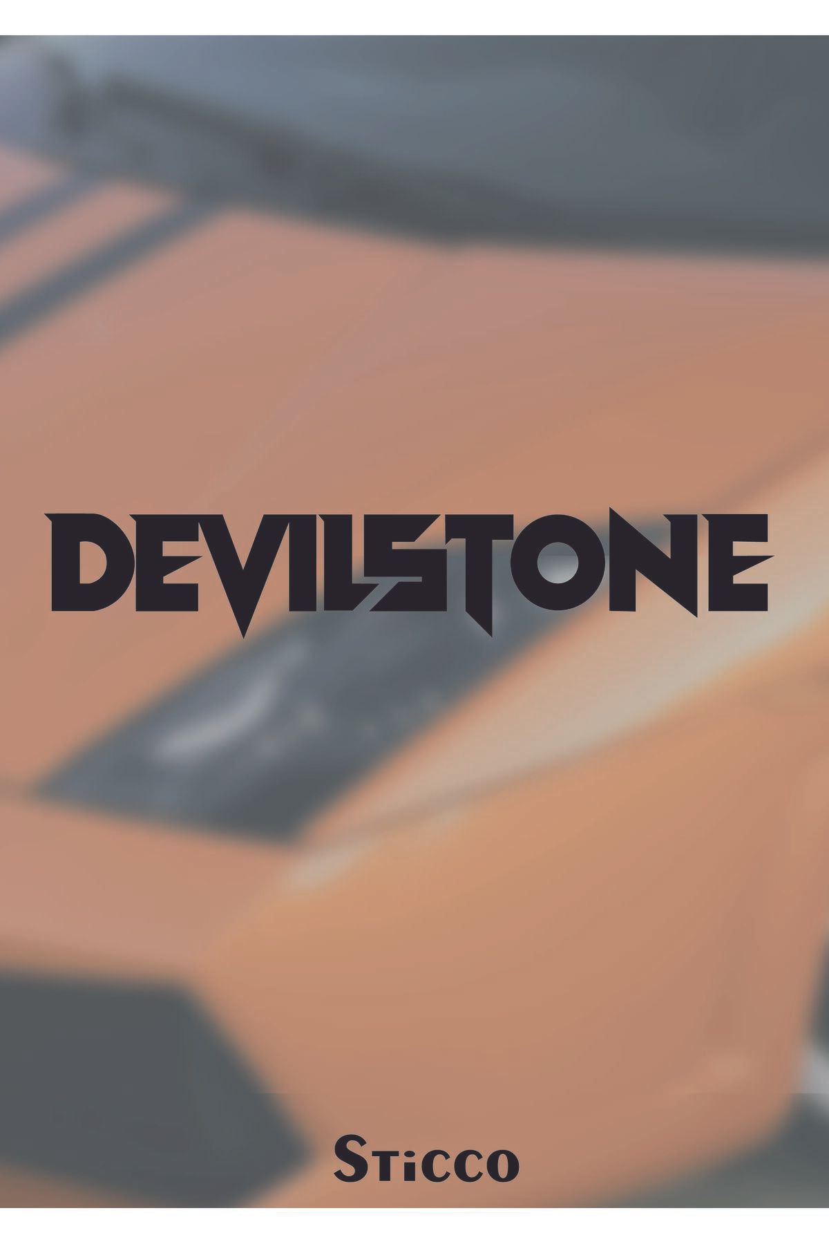 Sticco Devilstone Sticker Yazı JDM Araba Motosiklet Cam Etiket Sticker 24x4,5cm