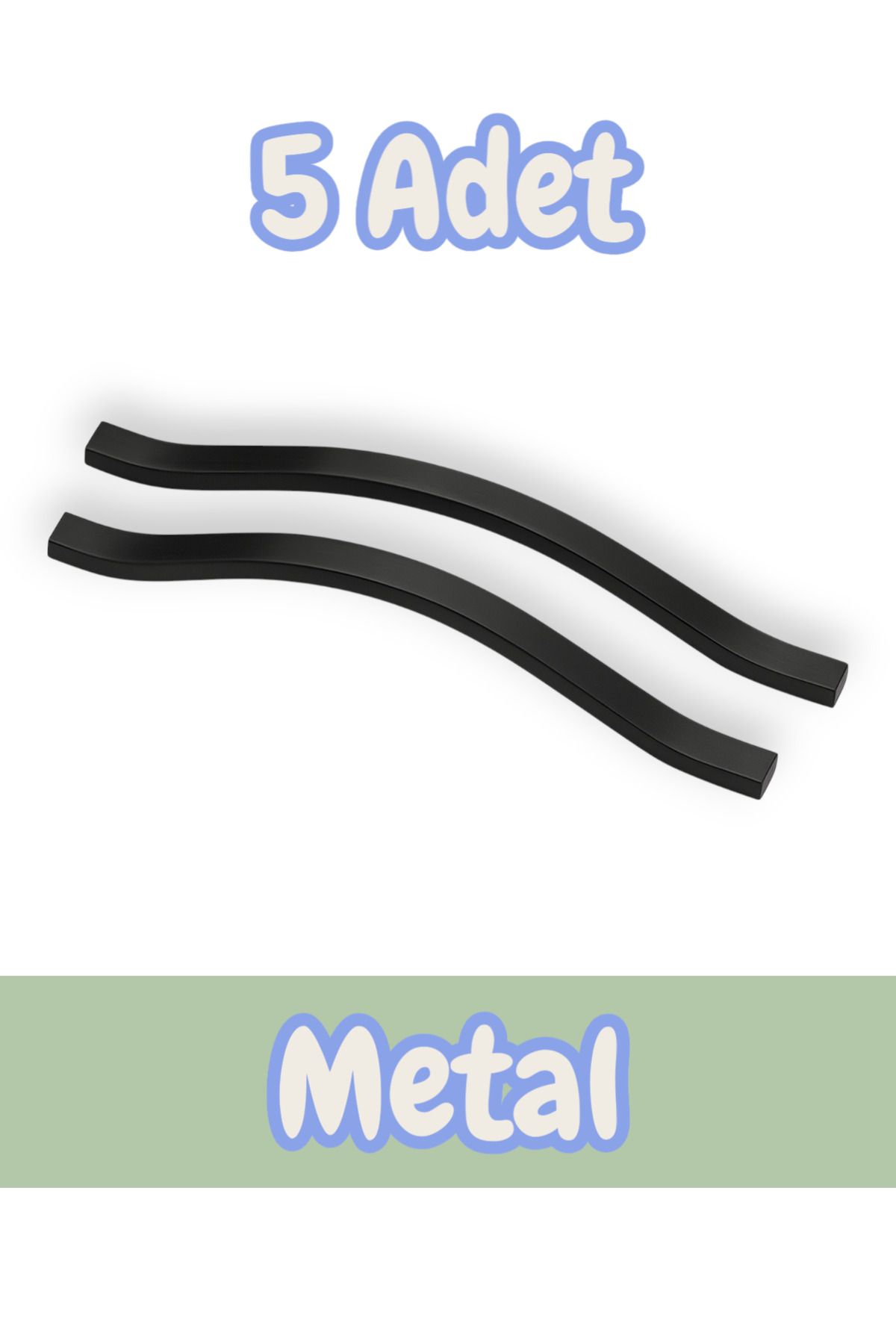 onderhomestore İdil Klas Alüminyum Metal Lüks Modern Mobilya Çekmece Mutfak Dolabı Kulpu Siyah 224mm (5 Adet)