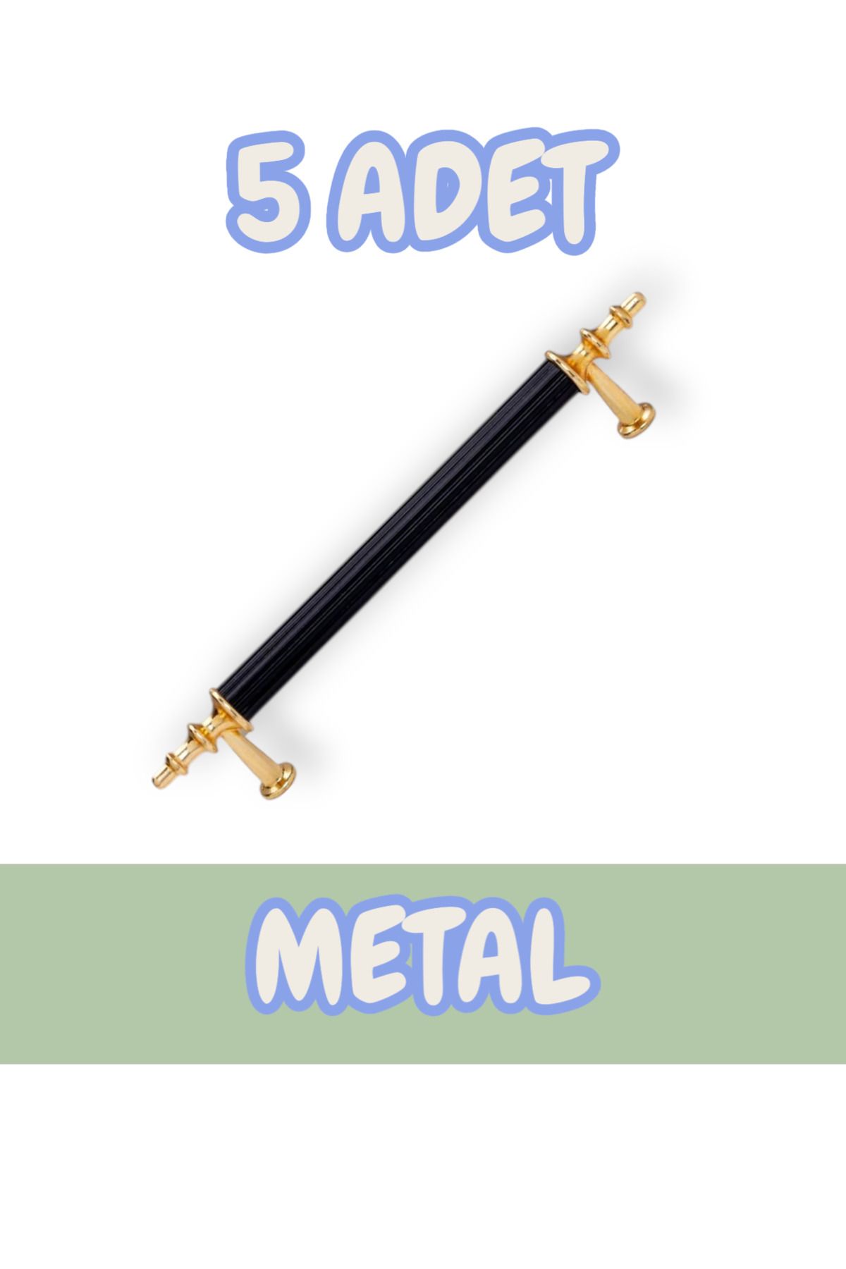 onderhomestore Tuana Rustik Alüminyum Metal Lüks Modern Mobilya Çekmece Mutfak Dolabı Kulpu Siyah-Altın (5 Adet)
