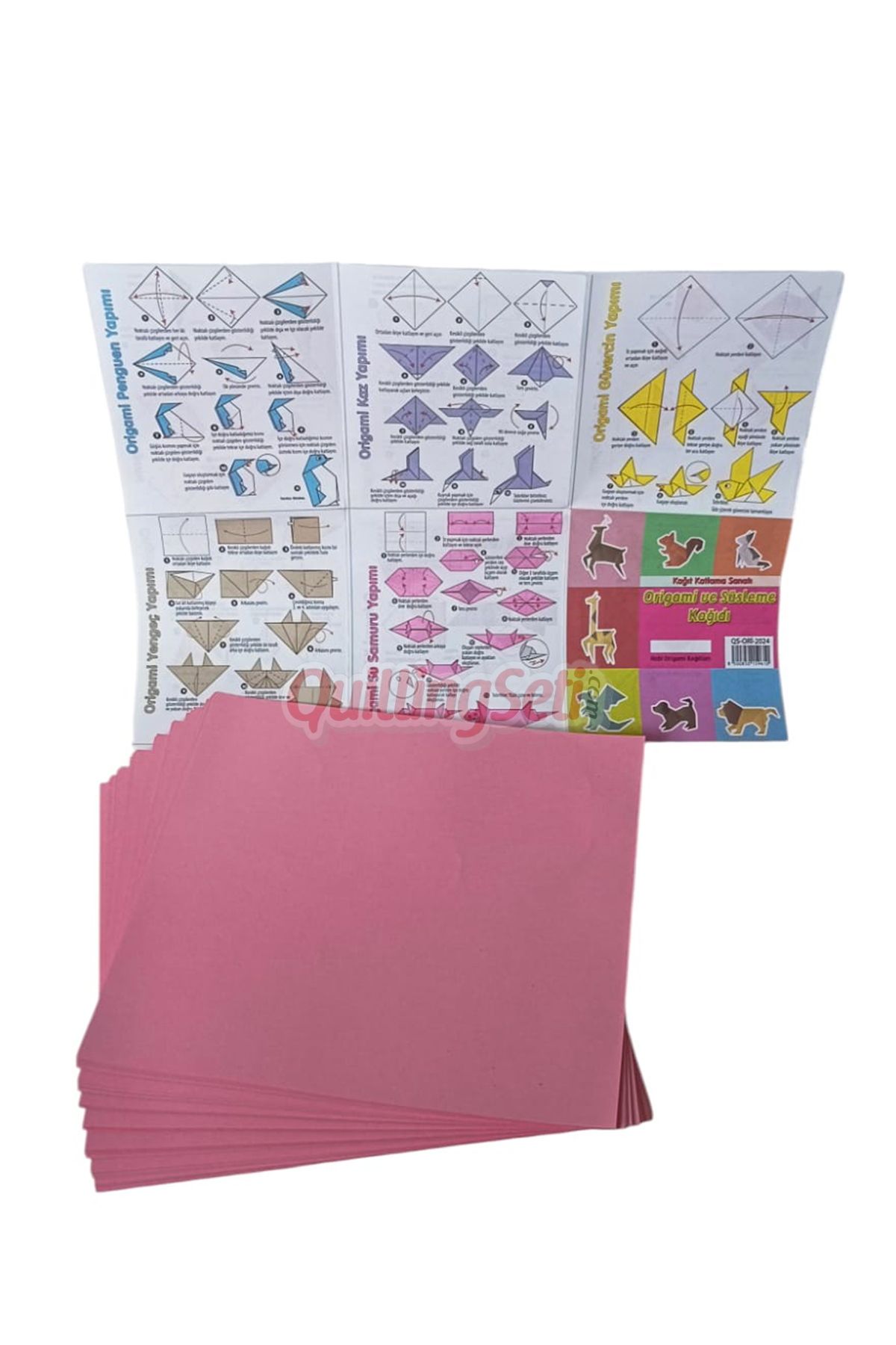 quilling 20cm Origami Kağıdı, 100 Adet 20cm X 20 cm Pembe Renk Origami Seti, 100lü Origami Paket