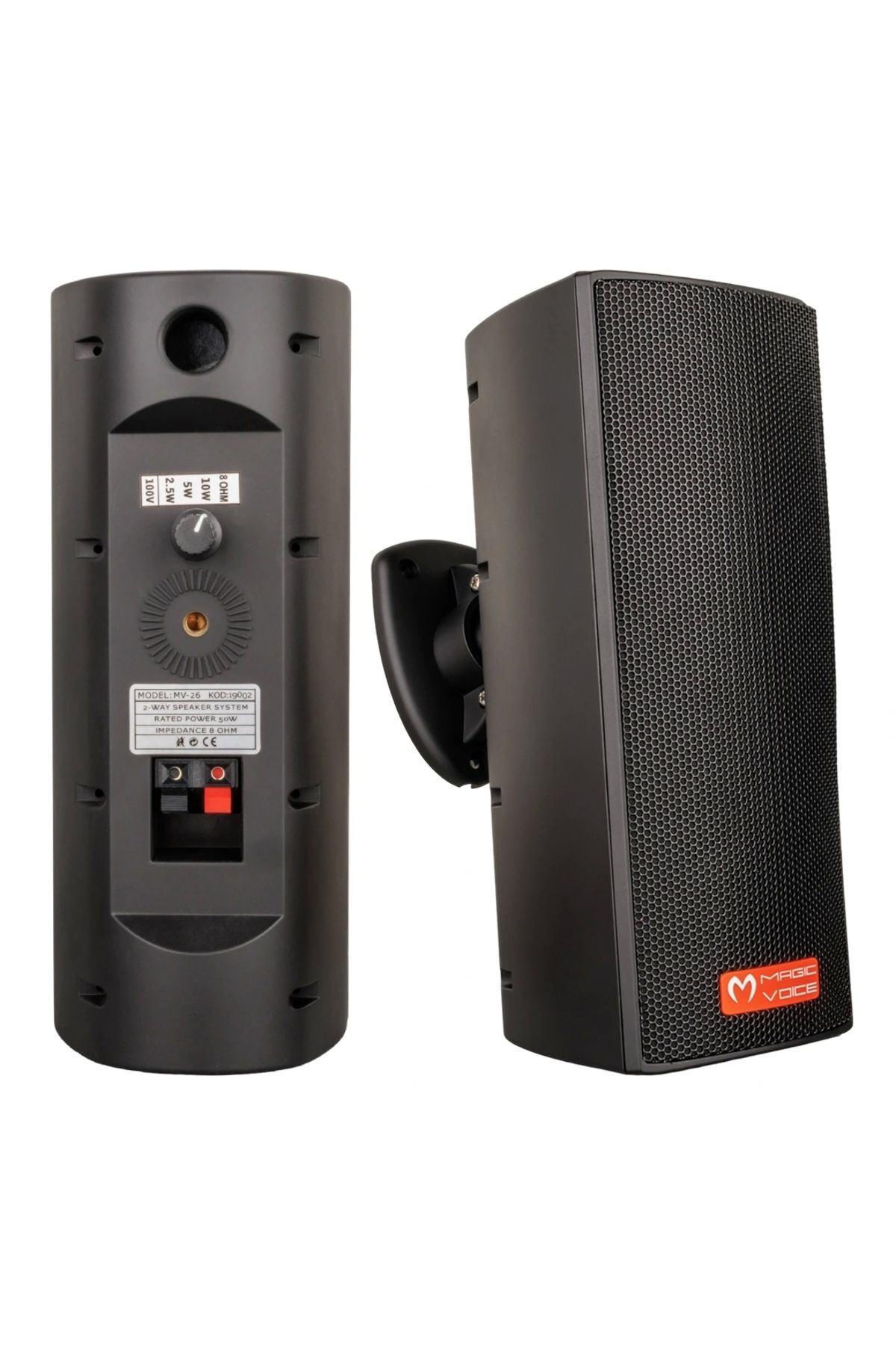 shopwave MAGICVOICE MV-26 2*7.5 CM 50 WATT 2Lİ TAKIM SİYAH TRAFOLU SÜTUN HOPARLÖR (5047)