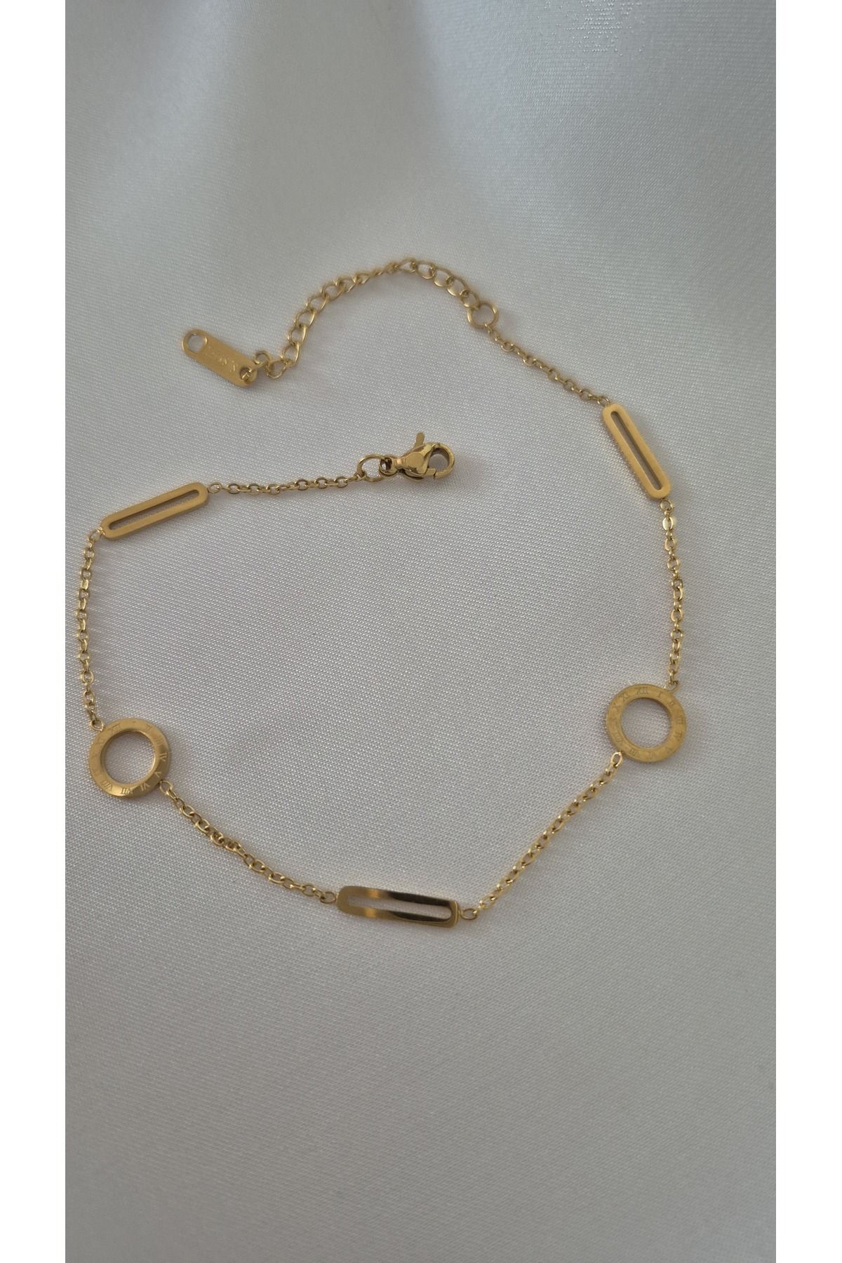 MİLUNXTE Gold Renk Çelik Geometrik Figürlü Halhal-Minimal ve Modern Kadın Halhal Modeli-Çelik Halhal