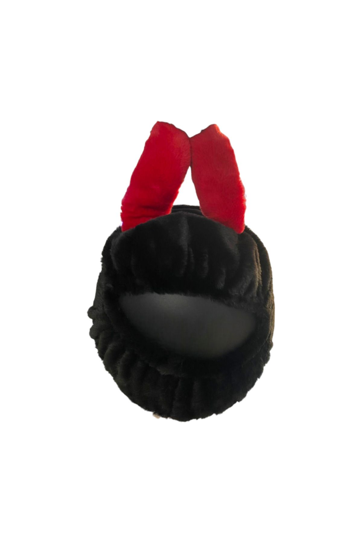 Motobir Kask Kılıfı Peluş Siyah-Fuşya Tavşan