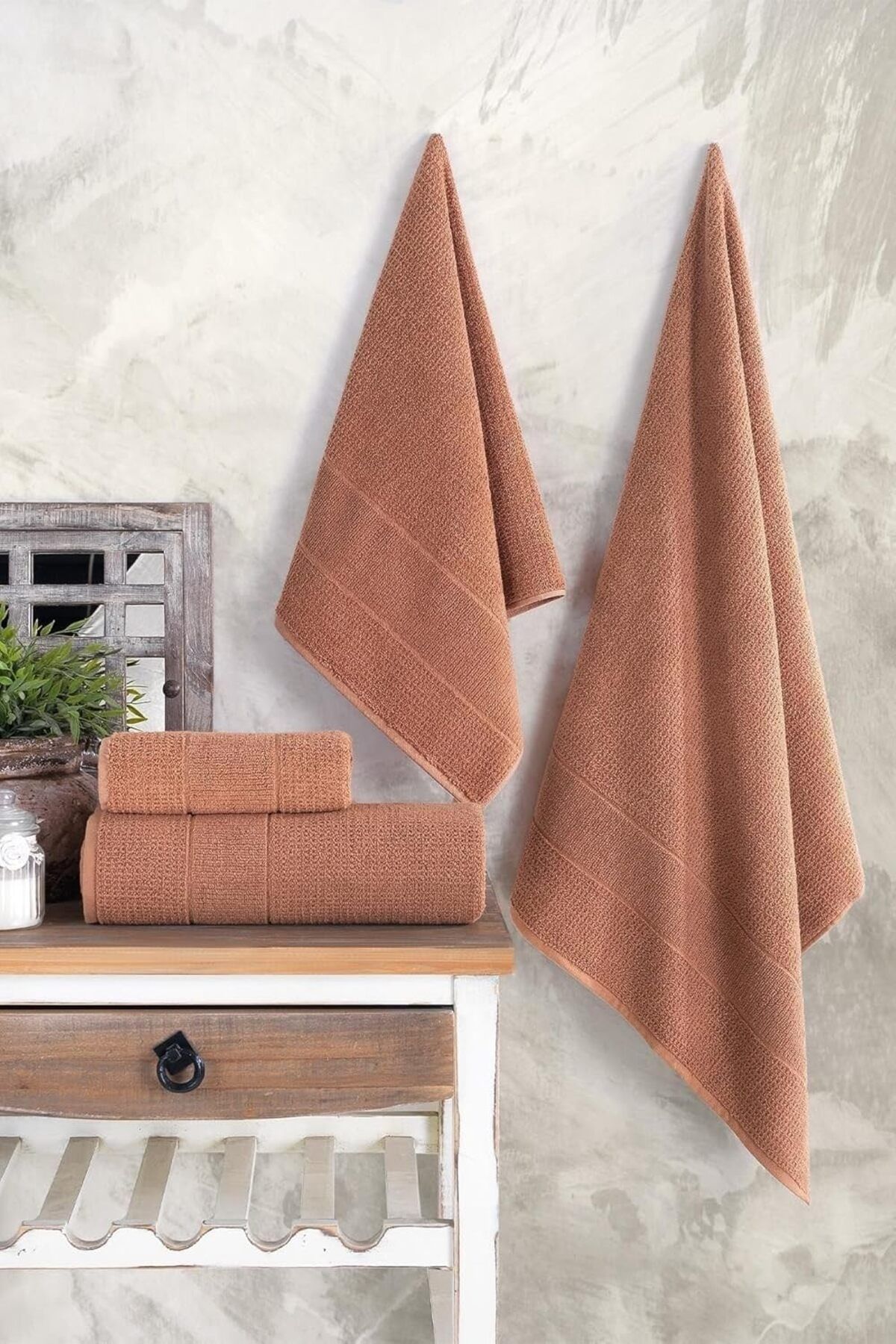 KDROĞLU plamystical Tekstil Royality | 50x90-70x140 Cm 4'lü Banyo Havlu Seti,%100 Pamuklu Havlu Takımı Ki