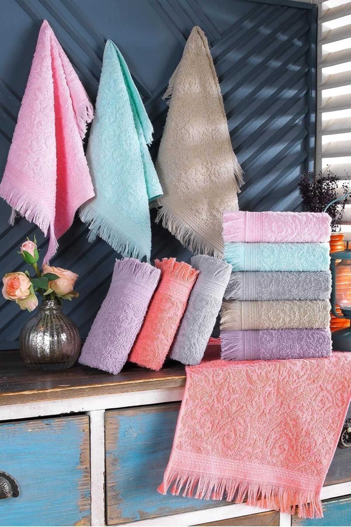 KDROĞLU plamystical Tekstil 12'li 30x50 Cm El Ve Yüz Havlu Seti | Mutfak Havlusu Renkli newing 1139529