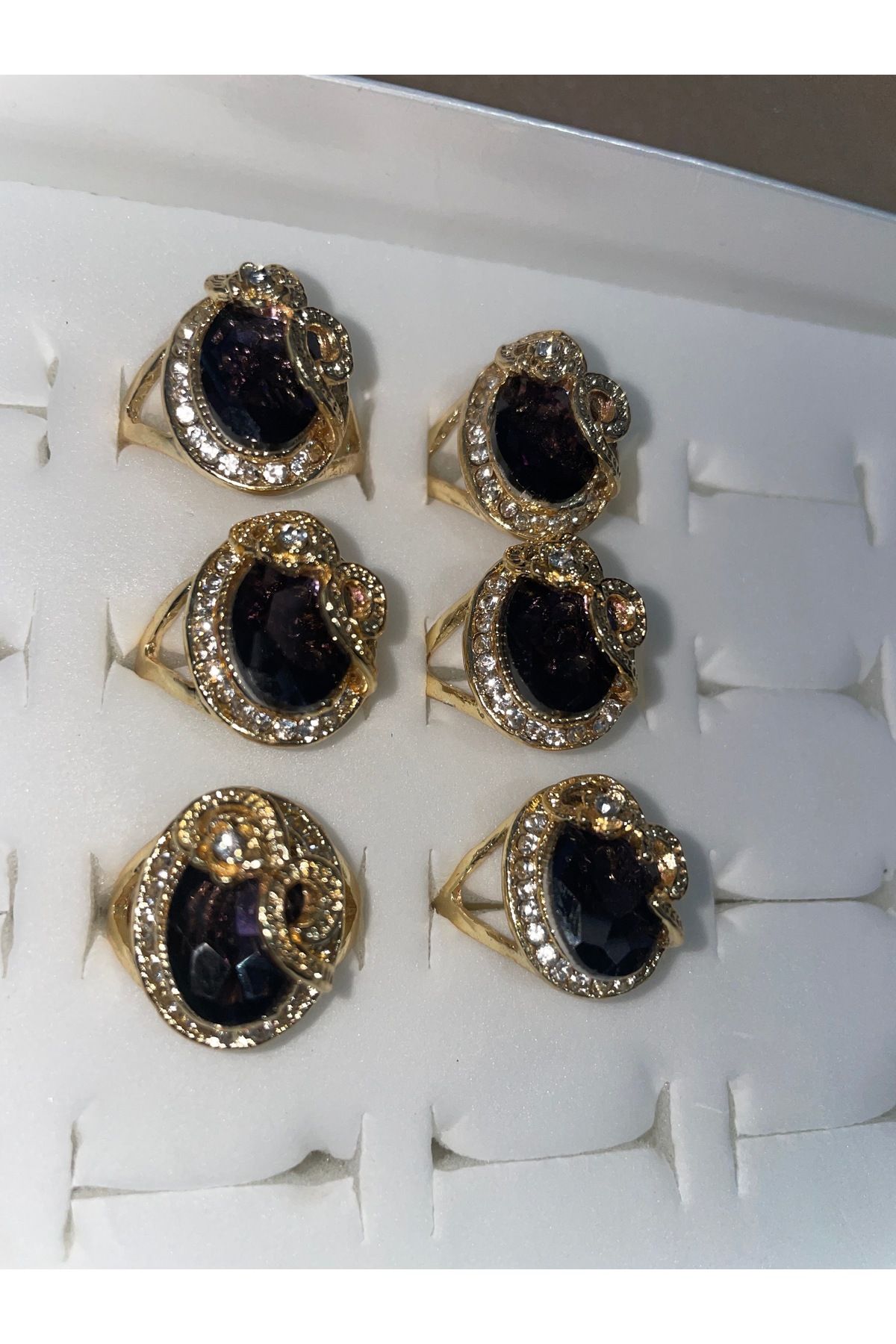 steelbijuteri 💍 Vintage Işıltı – Zirkon Taşlı Yüzükler (Renk Seçimli)