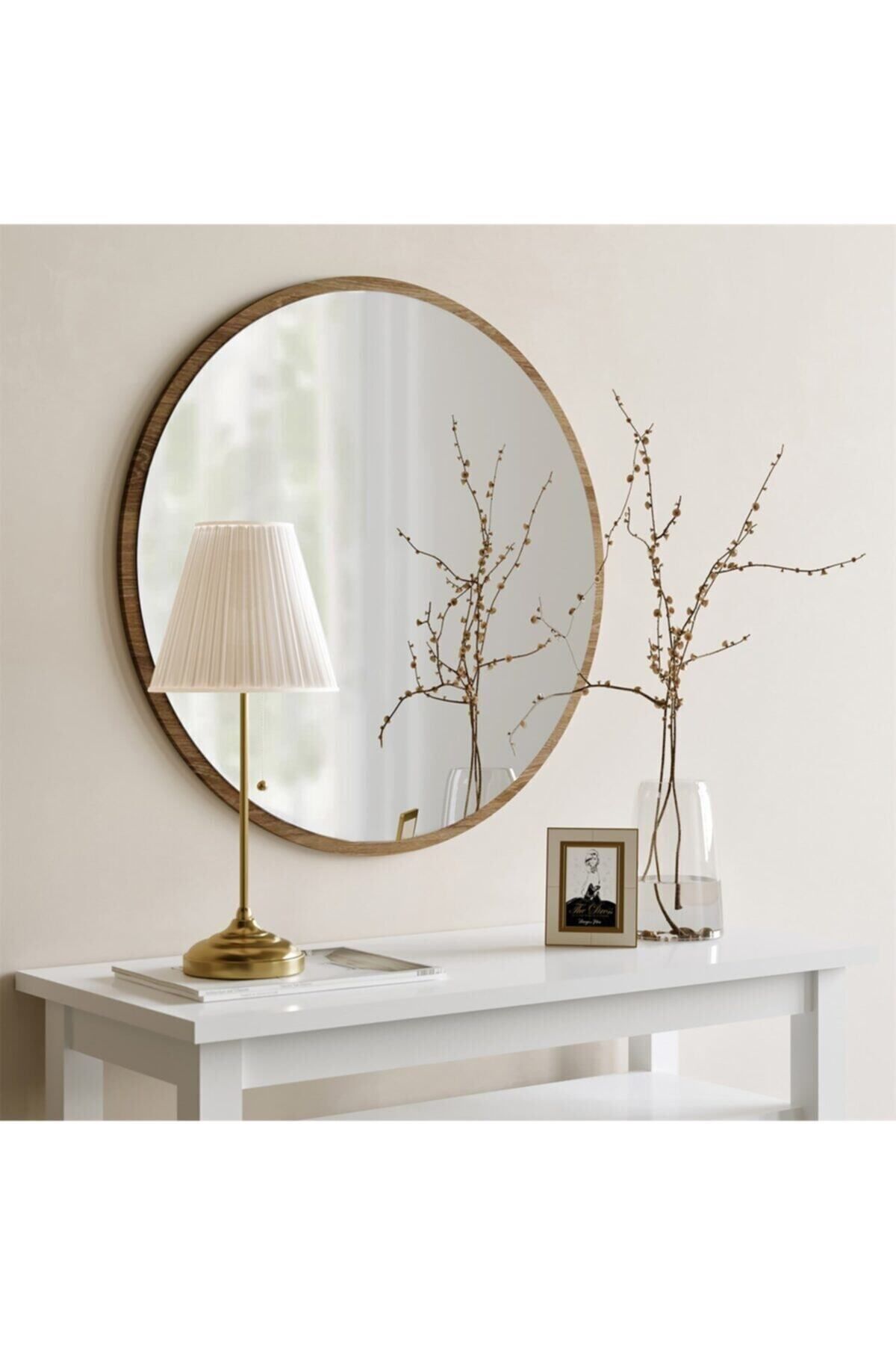 Elioure Yuvarlak 45 cm antre hol ve ofis aynası, şık duvar dekoru, modern tasarım