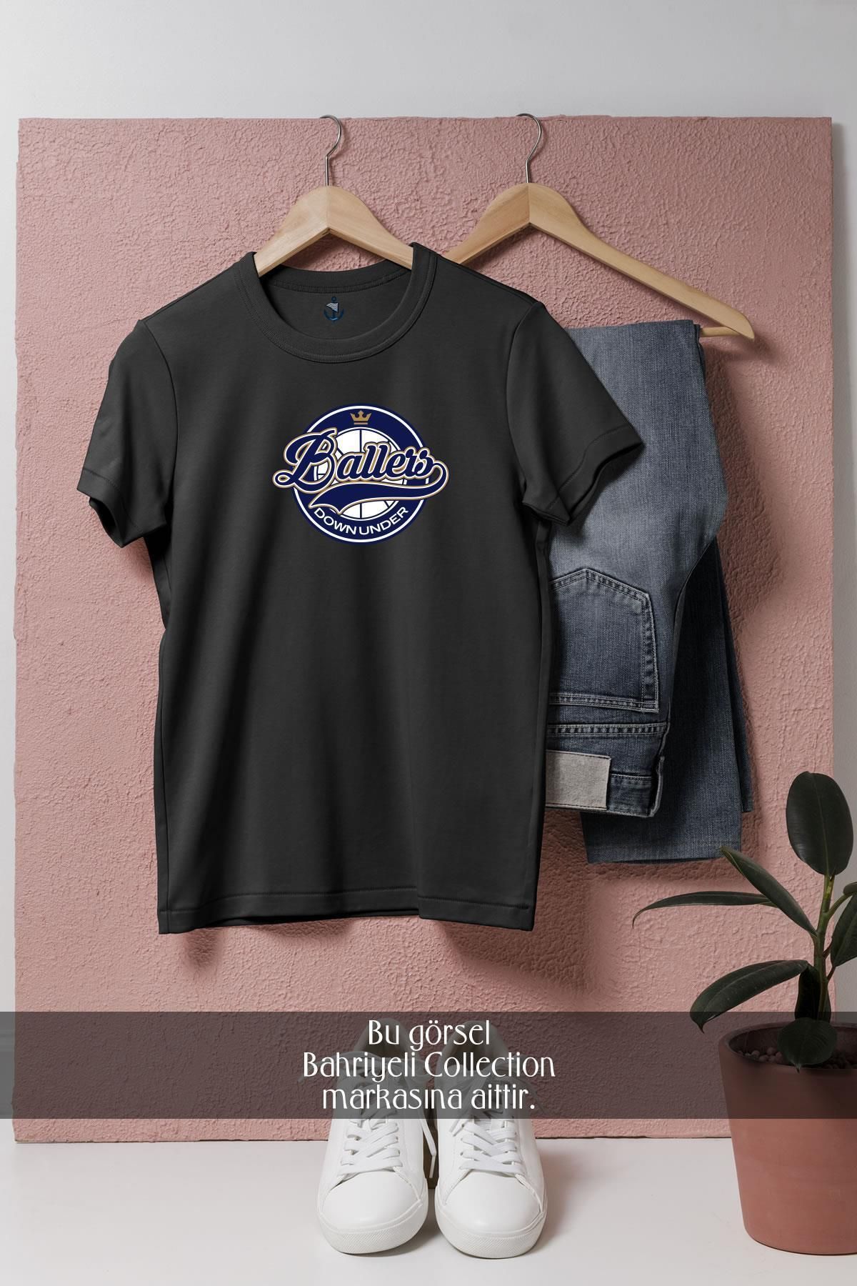 Bahriyeli Collection Oversize Logo United States Basketball Down Under Tasarımlı Unisex T-Shirt