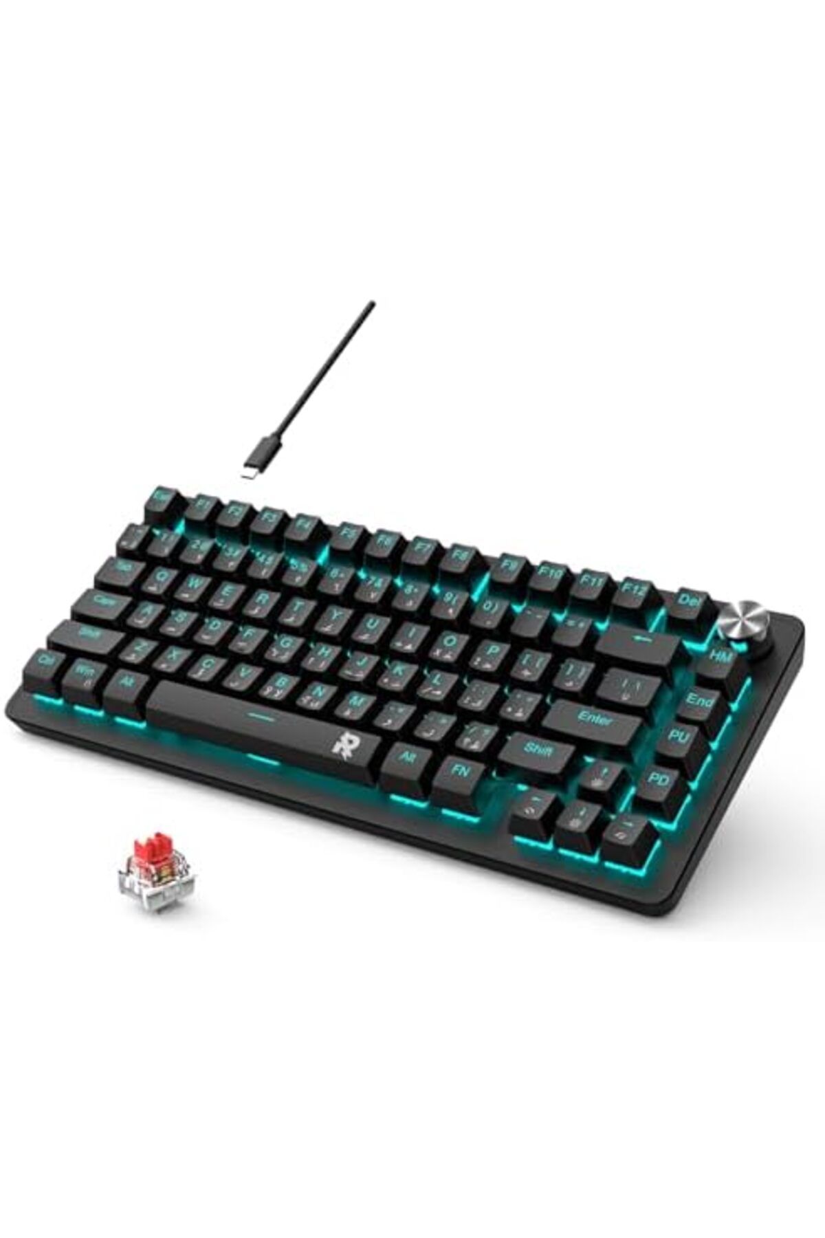 ROCK POW-Gaming Keyboard 70% Size by ROCK POW, Mechanical 82 Keys Arabic and English with Backlight 2