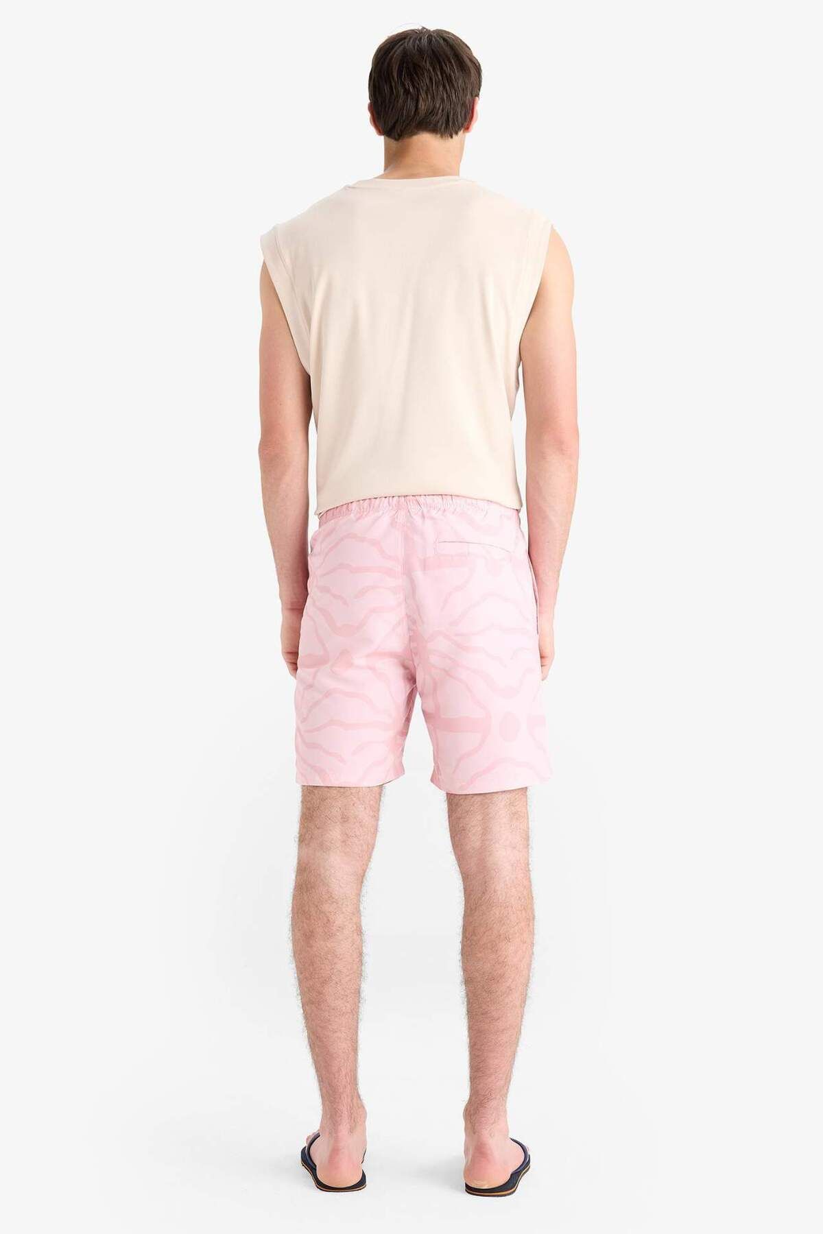 DeFacto-Regular Fit Patterned Mesh Lined Short Length Swim Shorts E1030Ax25Hs 6