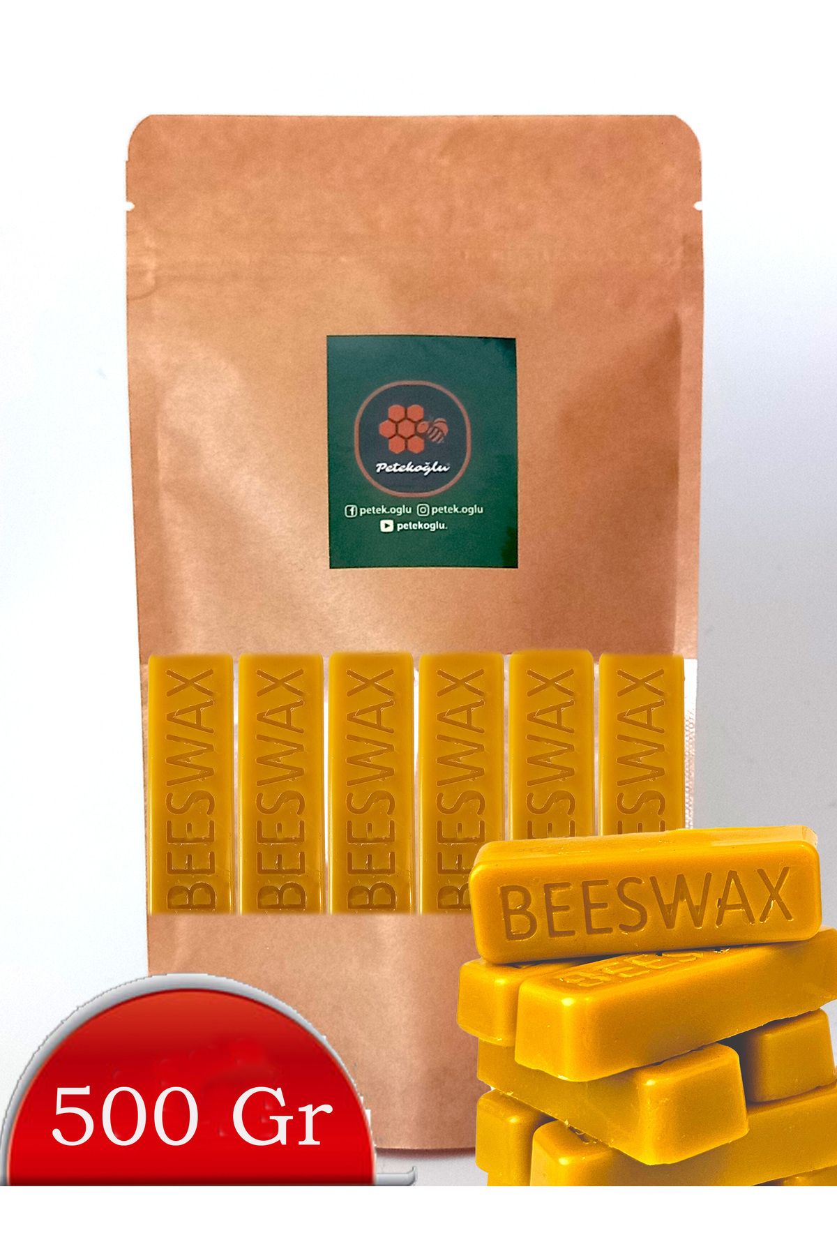 Elioure Doğal Saf Balmumu 500Gr, Filtre Edilmiş, Sarı, Mini Külçe, Petekoğlu