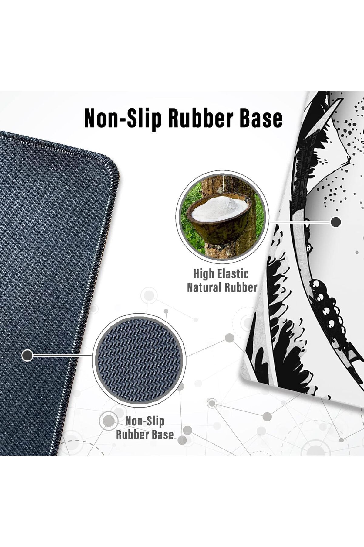 NO N4ME-Ovenbird Large Gaming Mouse Pad with Stitched Edges, Japanese Wave Anime Desk Mat, Extended XL Mouse 5