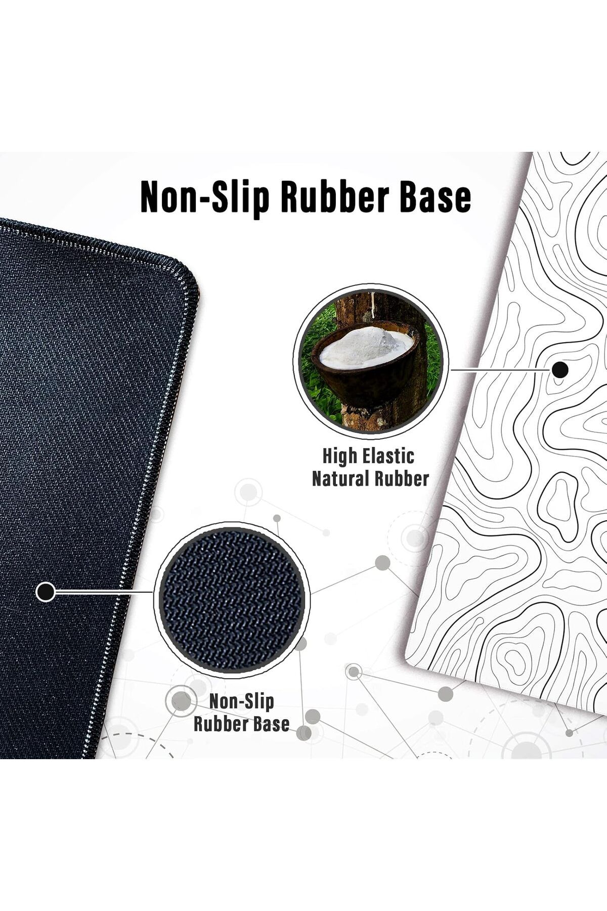 NO N4ME-Ovenbird Large Gaming Mouse Pad with Stitched Edges, Minimalist Topographic Map Desk Mat, Extended X 9