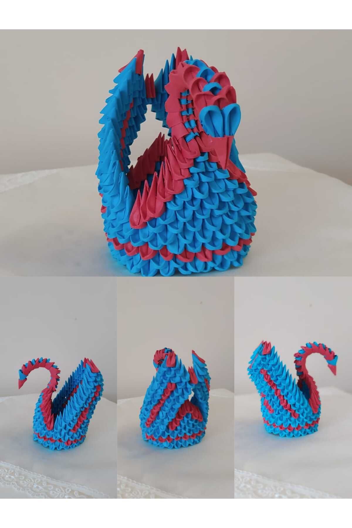lokigami Origami, Bristol Paper, Kuğu, 10X7 cm, Bordo Mavi, Model: 61