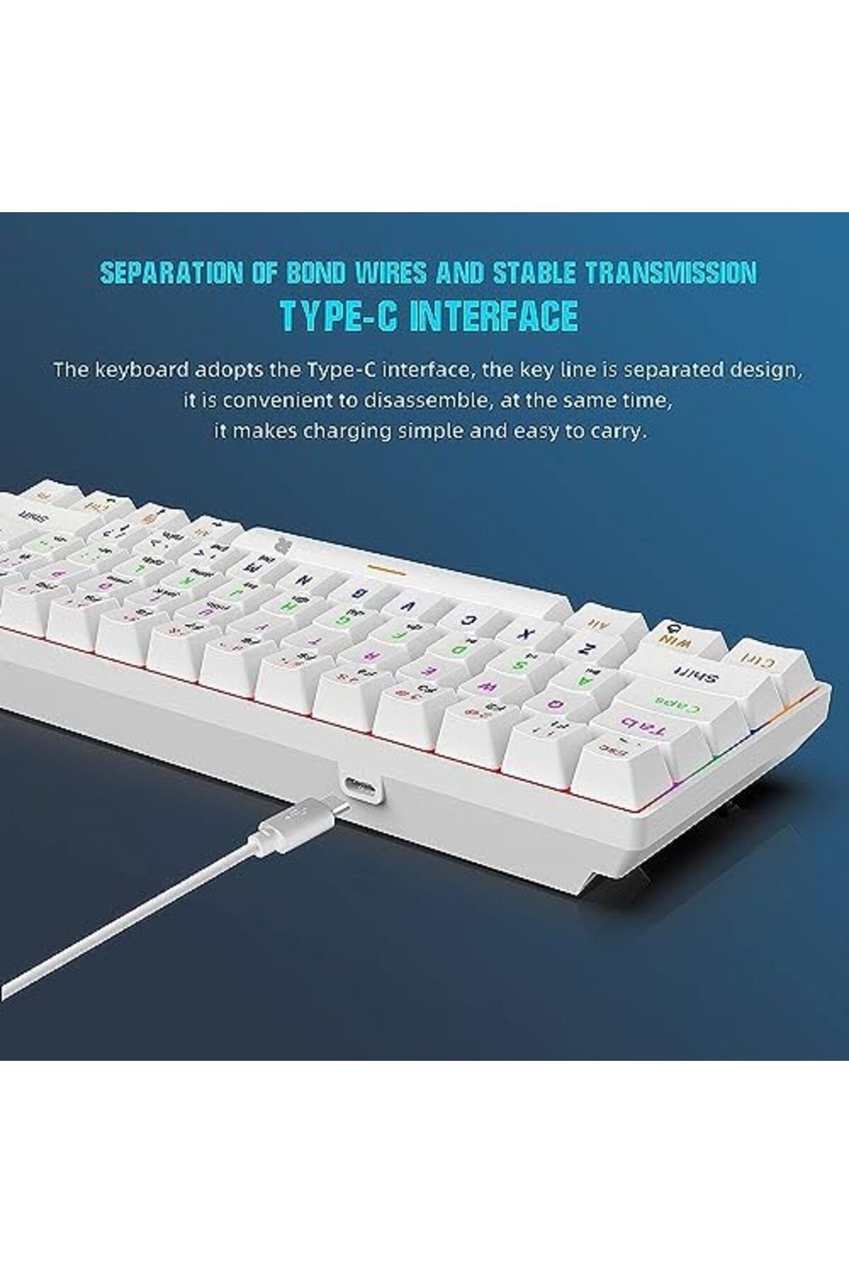 ROCK POW-60% Wired Mechanical Gaming Keyboard, 61 keys RGB Backlit Ultra-Compact Mini Keyboard 4