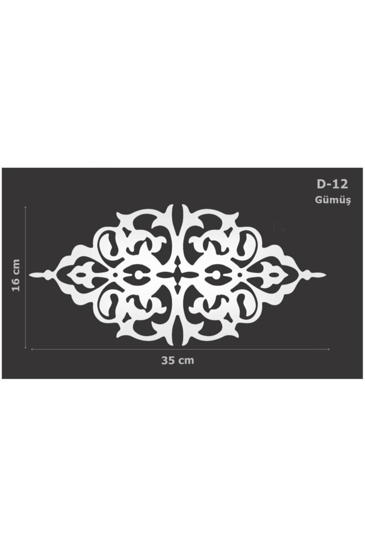 Elioure Gümüş Renkli Aynalı Dekoratif Yapışkanlı Mobilya Süsü 35x16 cm