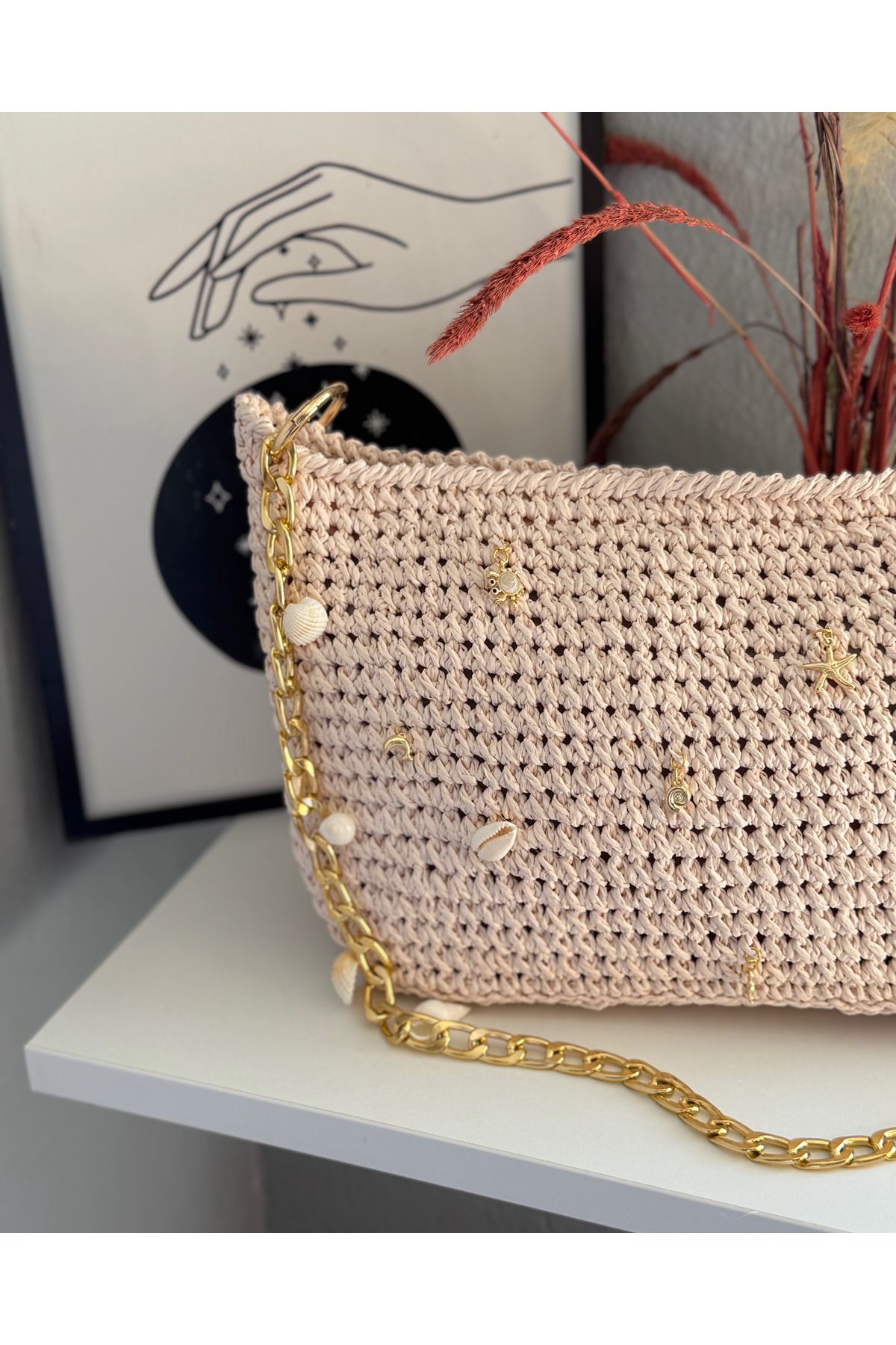 fourseasonsbagsbyfiliz golden pink shell bags