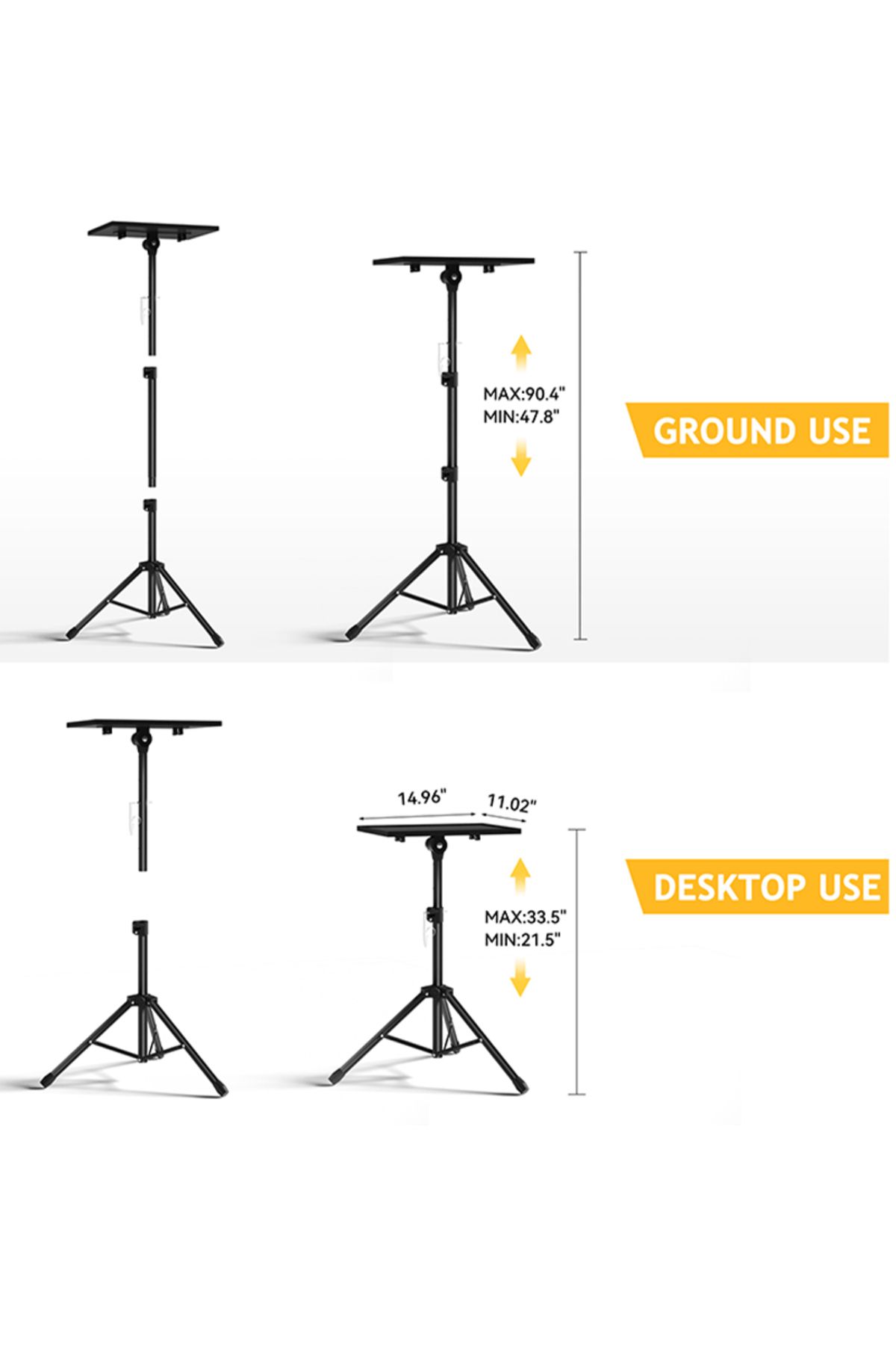 FlashHawk-Adjustable Projector Stand Tripod,Laptop Tripod with Phone Holder,Adjustable Laptop Floor Stand 5