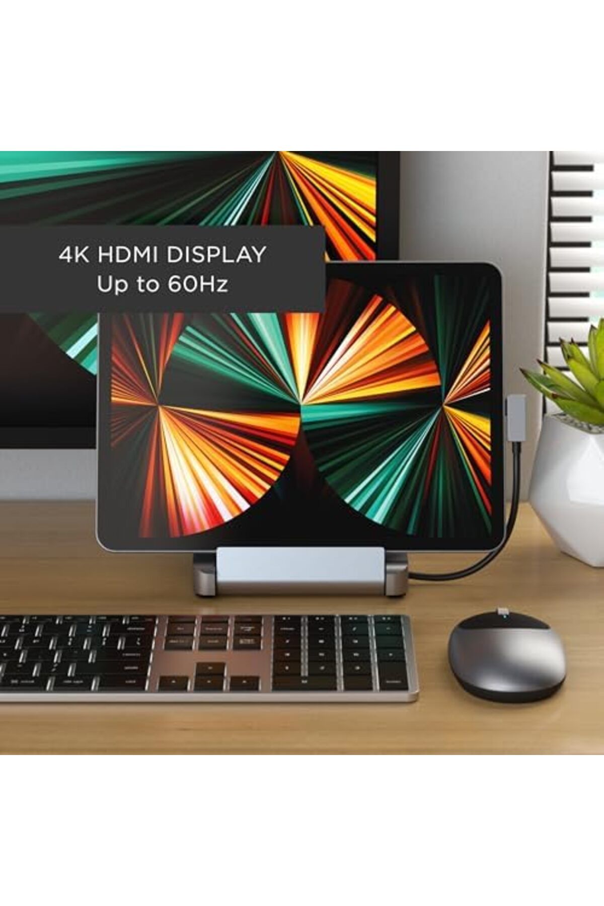 Satechi-Stand & Hub For iPad, USB-C Hub 6-in-1, Foldable Stand - 60W USB-C PD, 4K HDMI, USB-A Data P 6