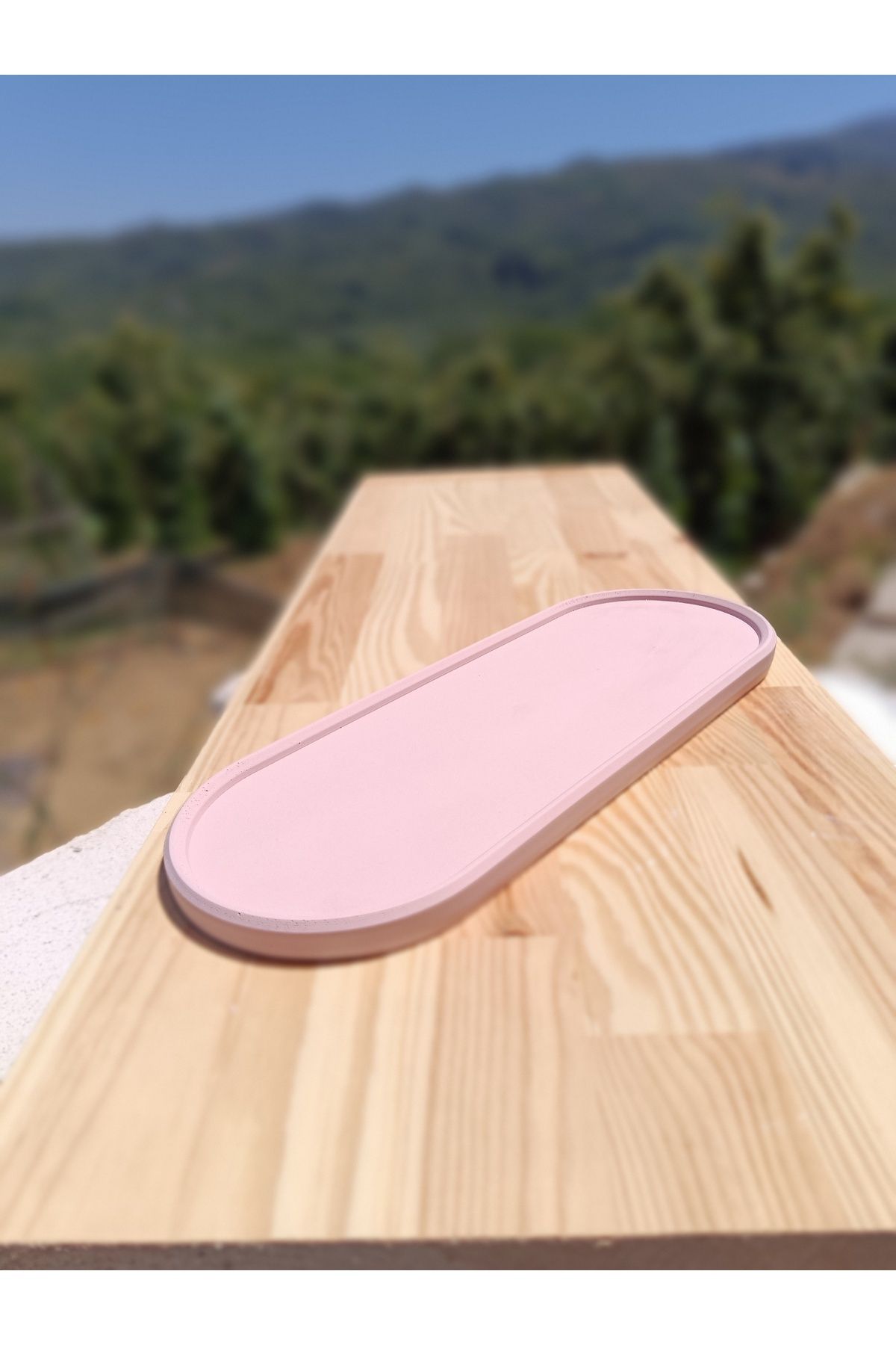 DemCey Home Oval Taş Tepsi Takı Standı Dekoratif Bohem Altlık
