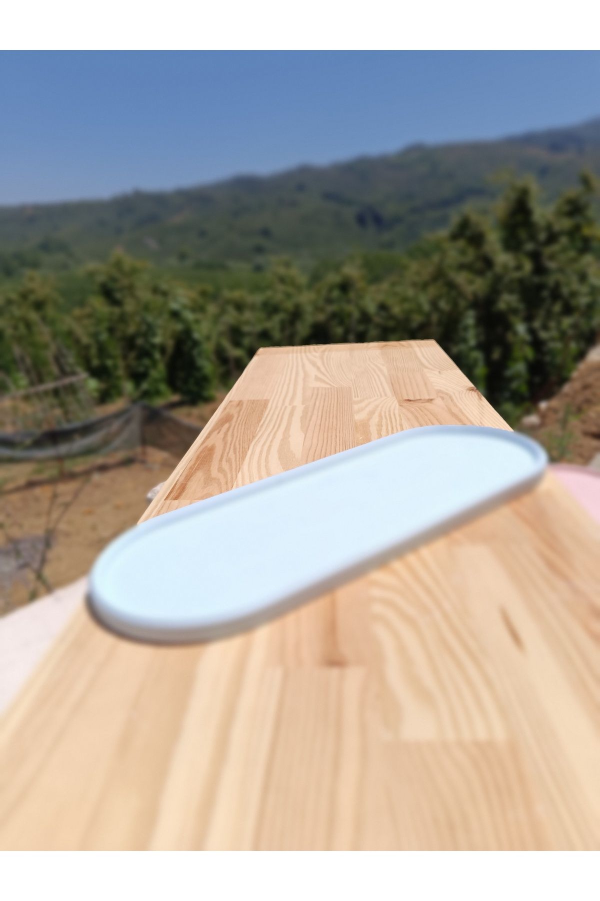 DemCey Home Oval Taş Tepsi Takı Standı Dekoratif Bohem Altlık