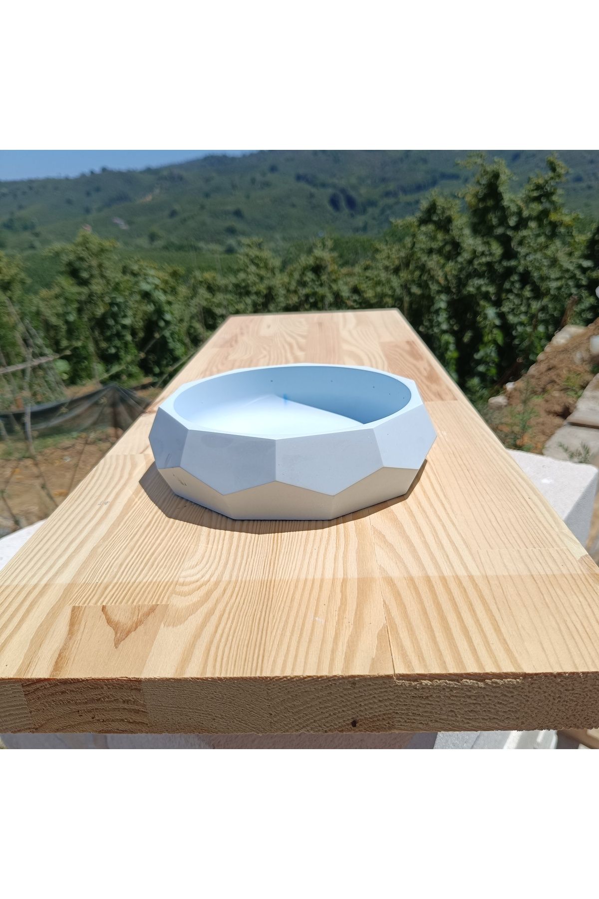 DemCey Home Geometrik Beton Taş Kase Şekerlik Dekoratif Bohem Sunum Tabağı