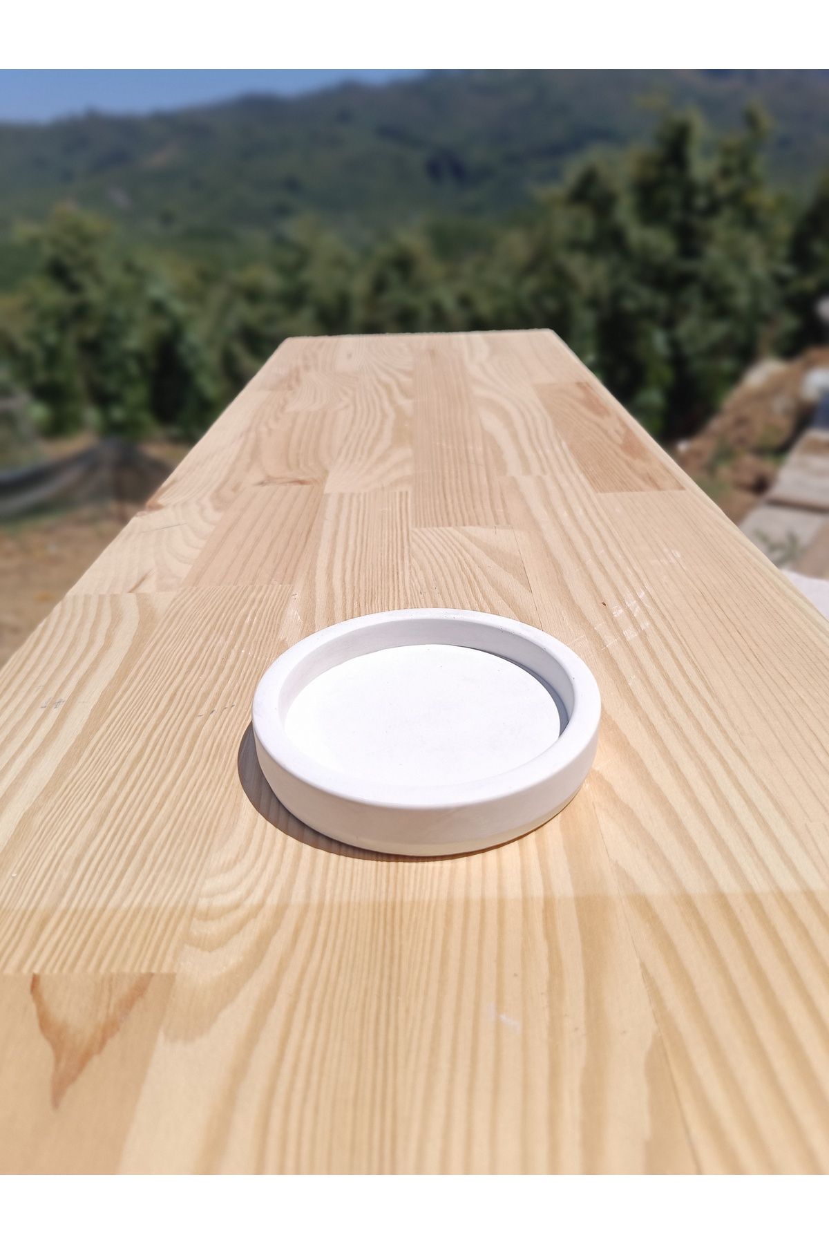 DemCey Home Daire Taş Tepsi Beton Dekoratif Bohem Altlık