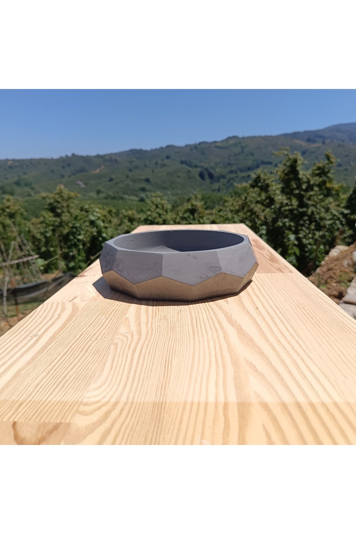 DemCey Home Geometrik Beton Taş Kase Şekerlik Dekoratif Bohem Sunum Tabağı
