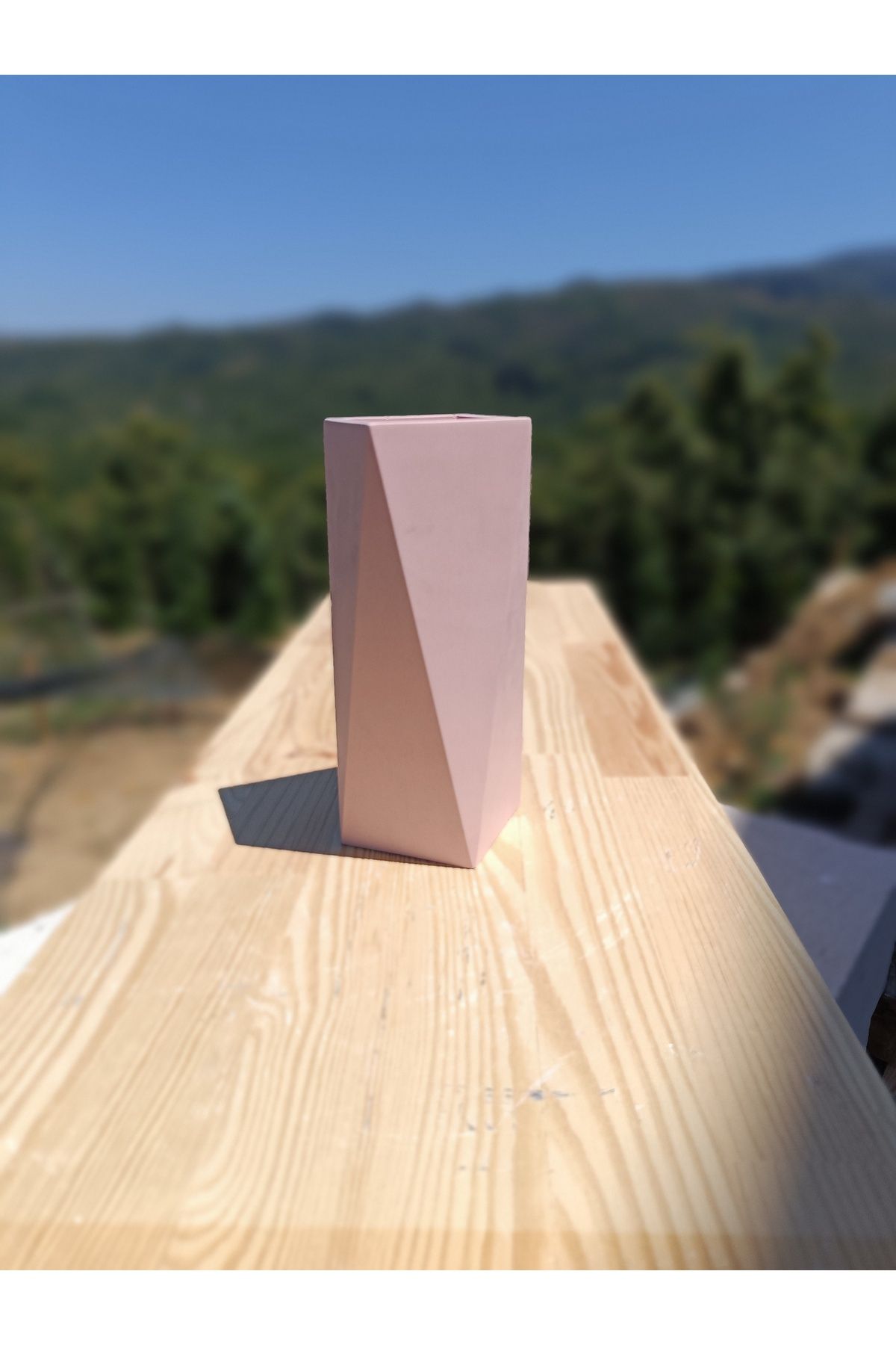DemCey Home Geometrik Beton Vazo El Yapımı Dekoratif Taş Saksı