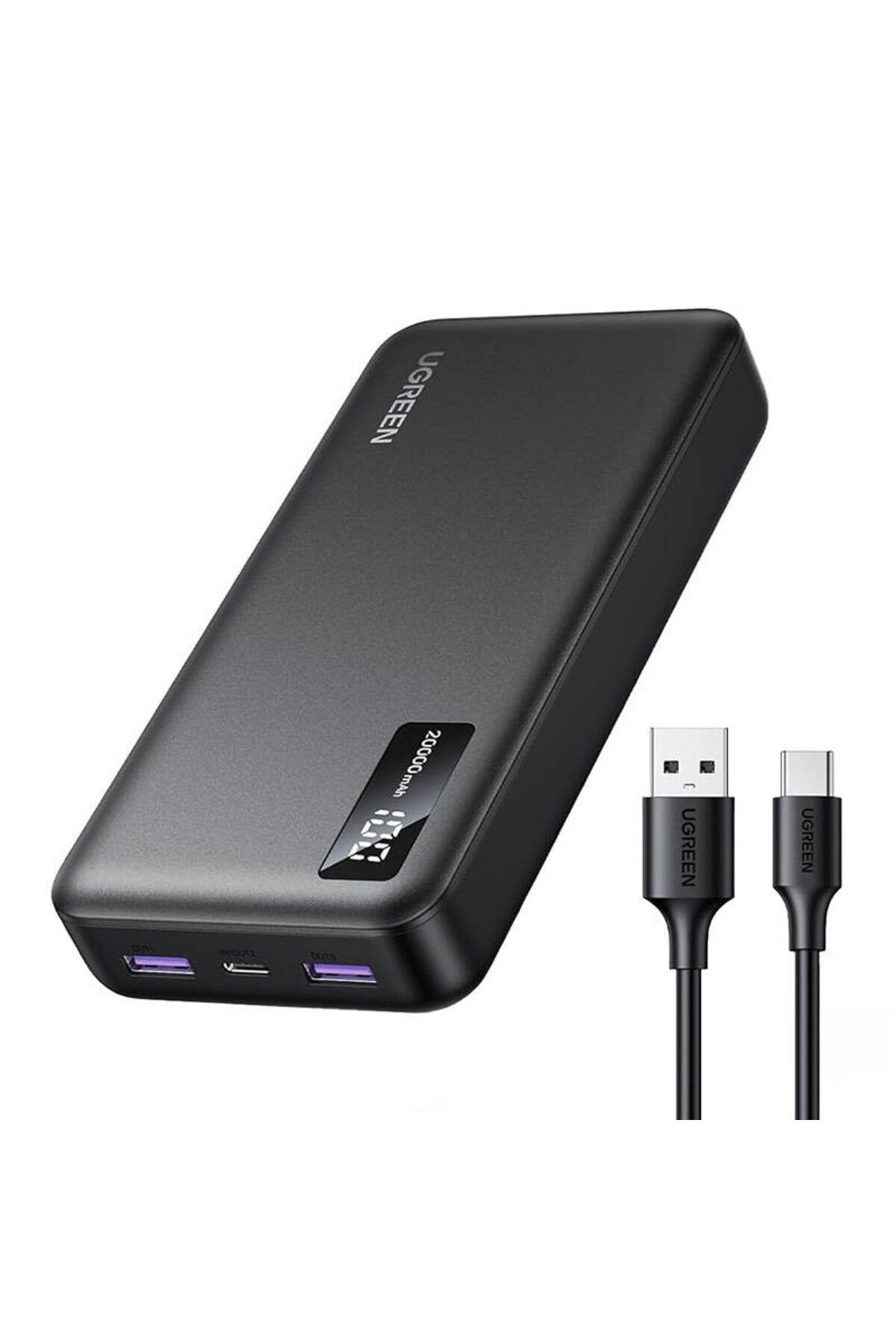 Ugreen-Baterie externă 20.000 mAh, 22,5 w, USB-C, USB-A, PD 3.0, afișaj digital, USB-C la USB-A 1