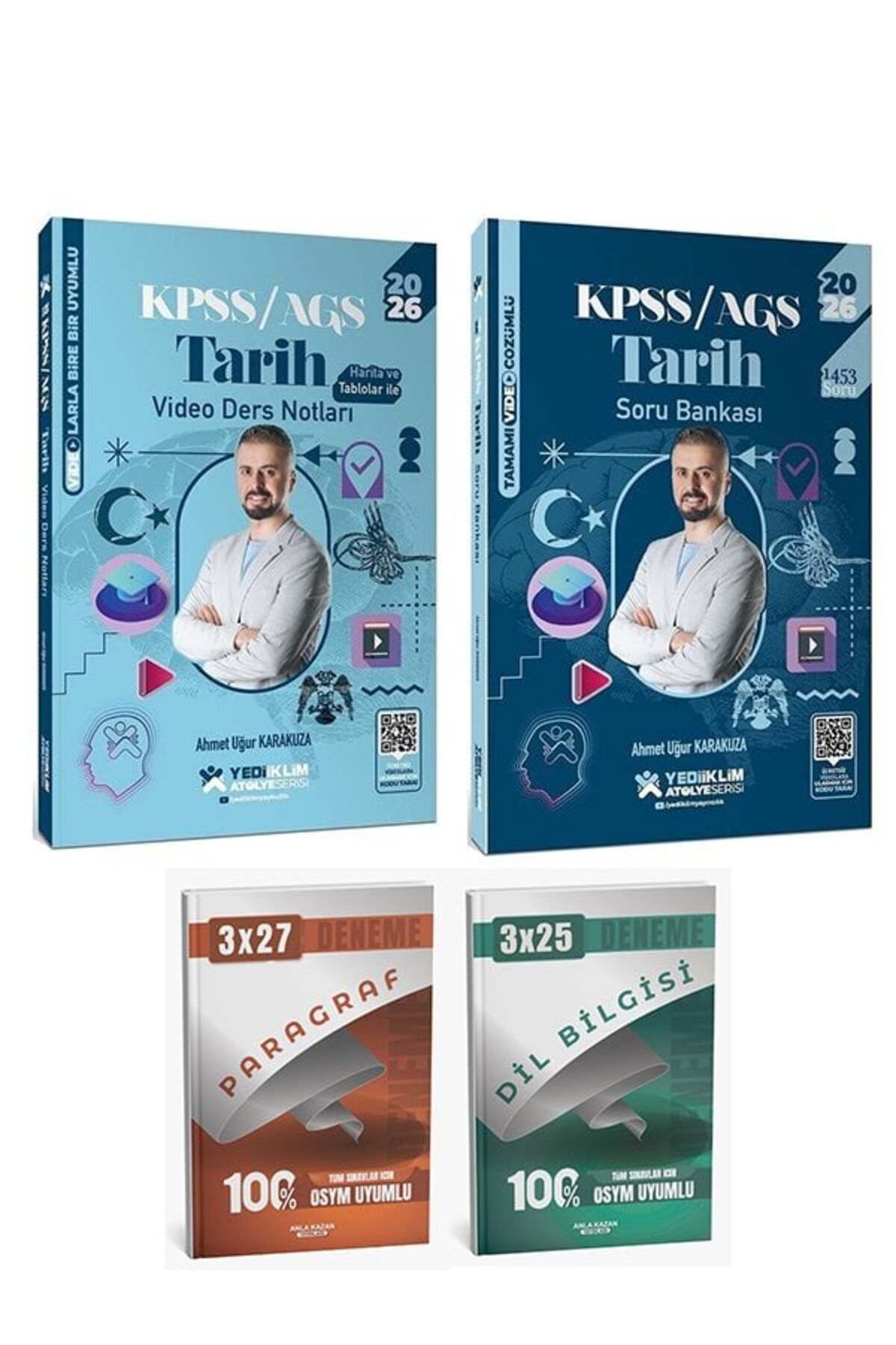 Anla Kazan Yayınları Yediiklim 2026 KPSS Tarih Atölye Video Ders Notları + Soru Bankası 2 li Set - Ahmet Uğur Karakuza Ye