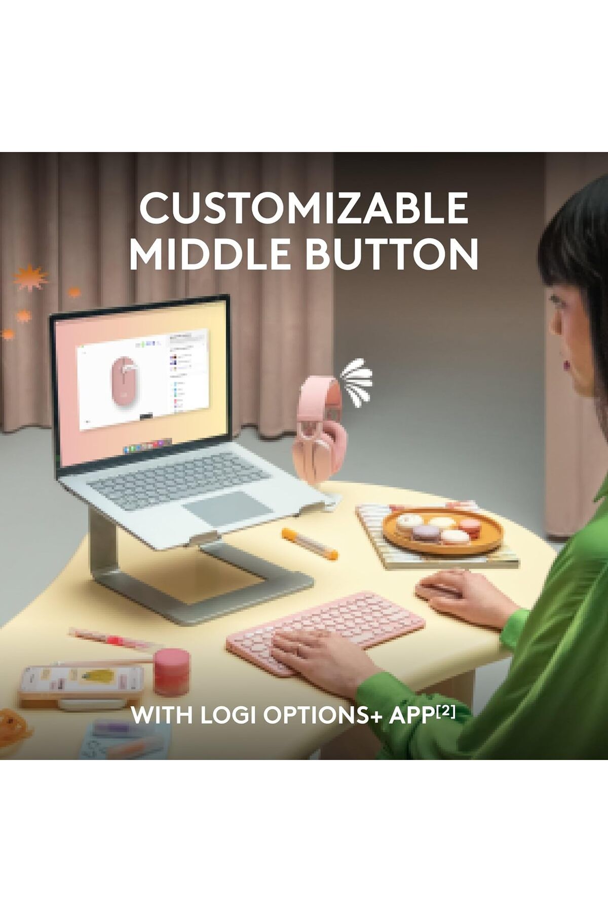 logitech-Pebble Mouse 2 M350s Slim Bluetooth Wireless Mouse, Portable, Customisable Button, Quiet Cl 8
