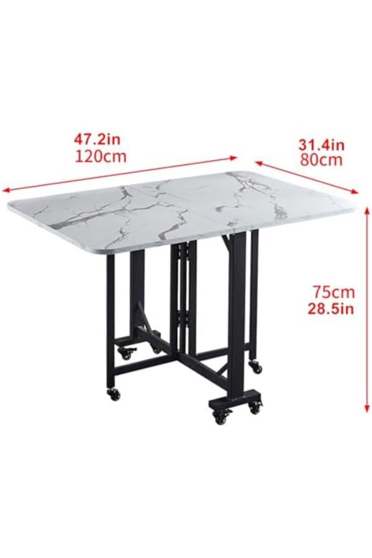 Generic-Folding Dining Table Set for 4 8 People Space Saving Butterfly Design with Metal Frame and Solid Woo 4