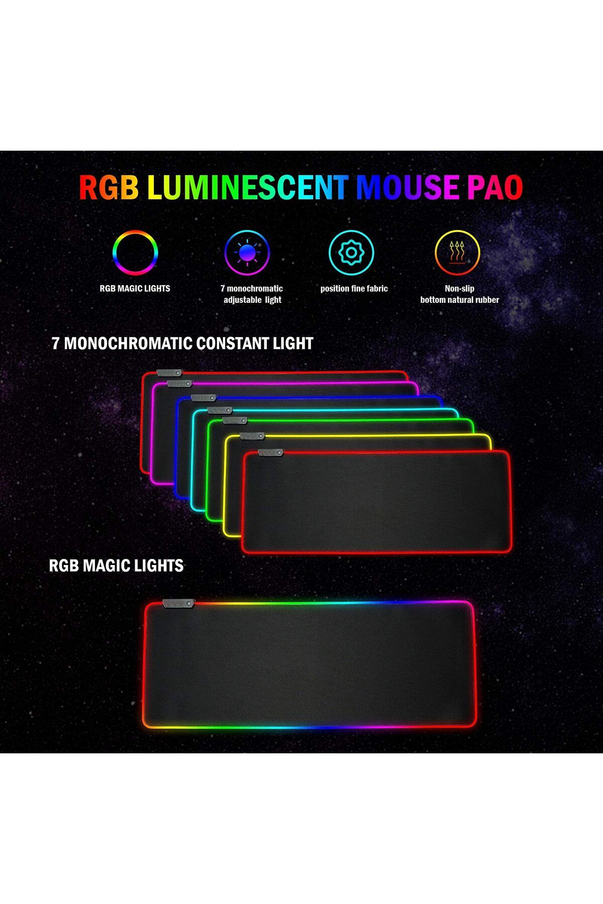FlashHawk-Large RGB Gaming Mousepad with Nonslip Base 14 Kinds of RGB Lights Mode for Live Broadcasting 3