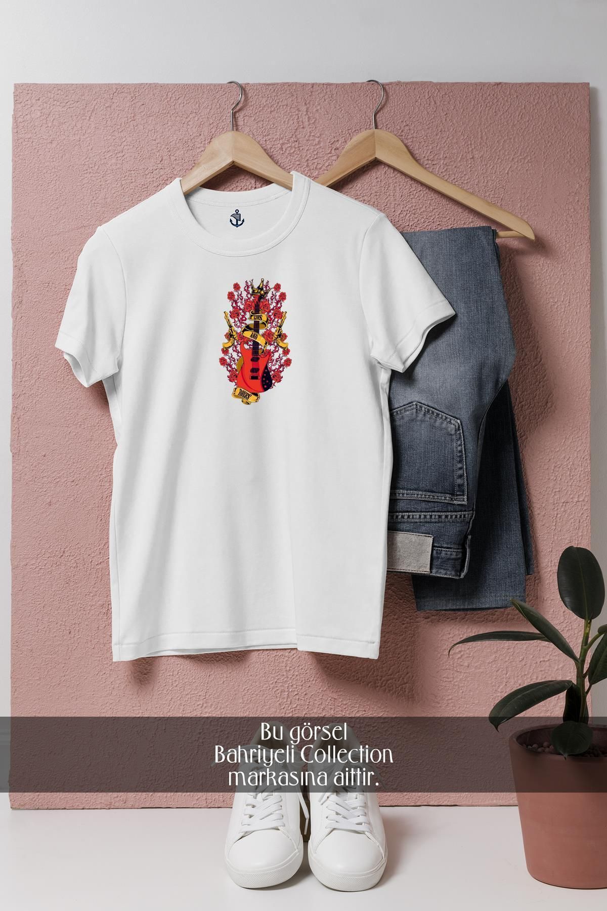Bahriyeli Collection Oversize Guns N' Roses Gitar Tasarımlı Unisex T-Shirt