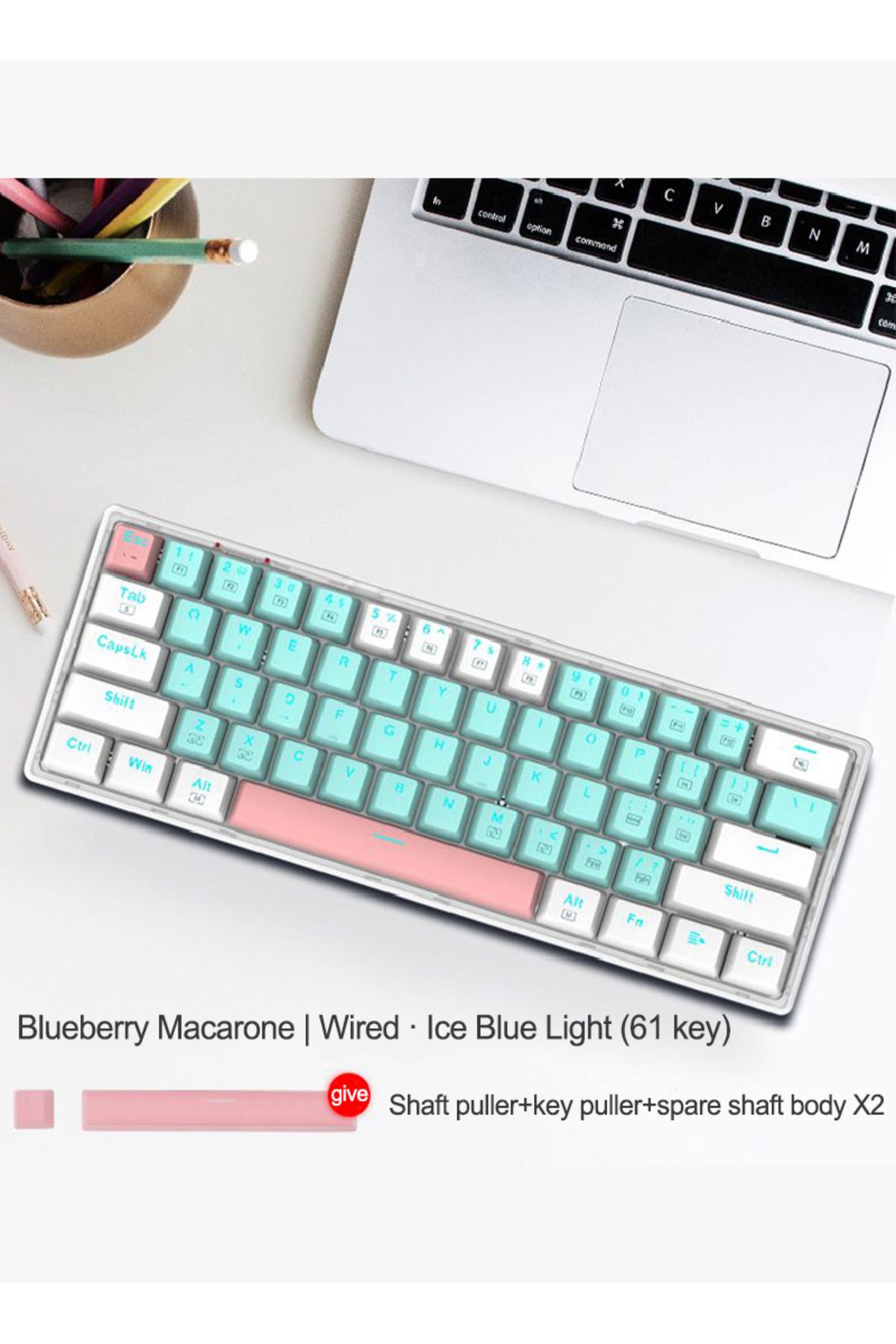 e-yooso-Z-11T Mechanical Keyboard,Blue Switches Mechanical Gaming Keyboard with RGB Backlight,61 Keys 2