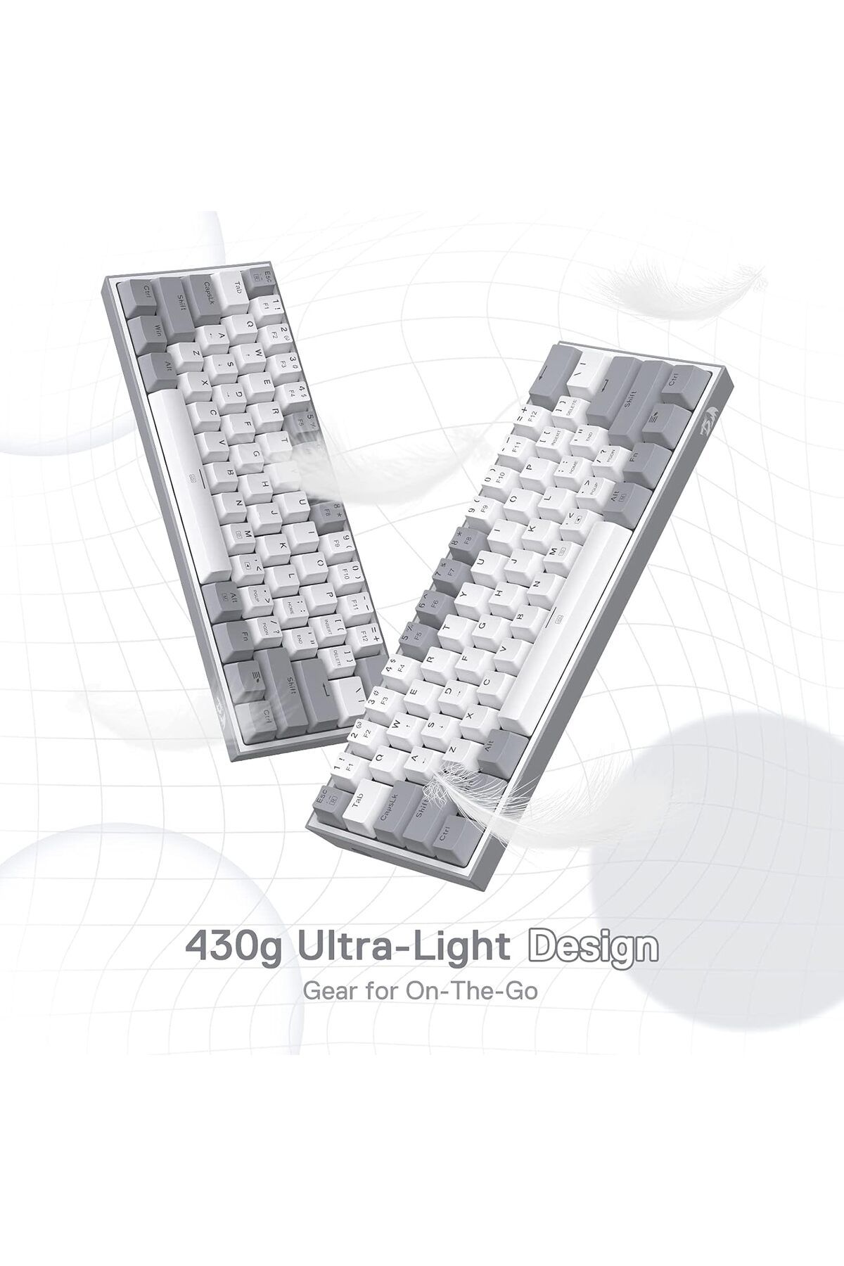 REDRAGON-K617 Fizz 60% Wired RGB Gaming Keyboard, 61 Keys Compact Mechanical Keyboard w/White and Gr 5
