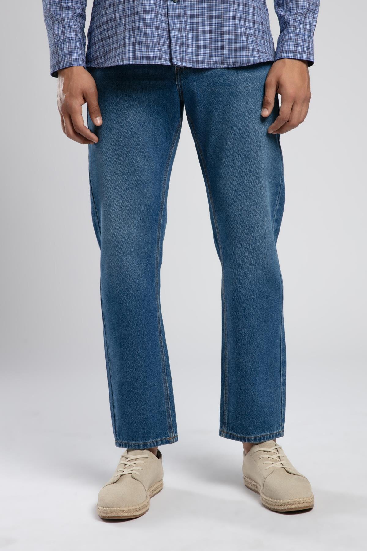 Lee Cooper  Rico Yüksek Bel Normal Kesim Düz Paça Mavi Erkek Jean Pantolon - Görsel 2