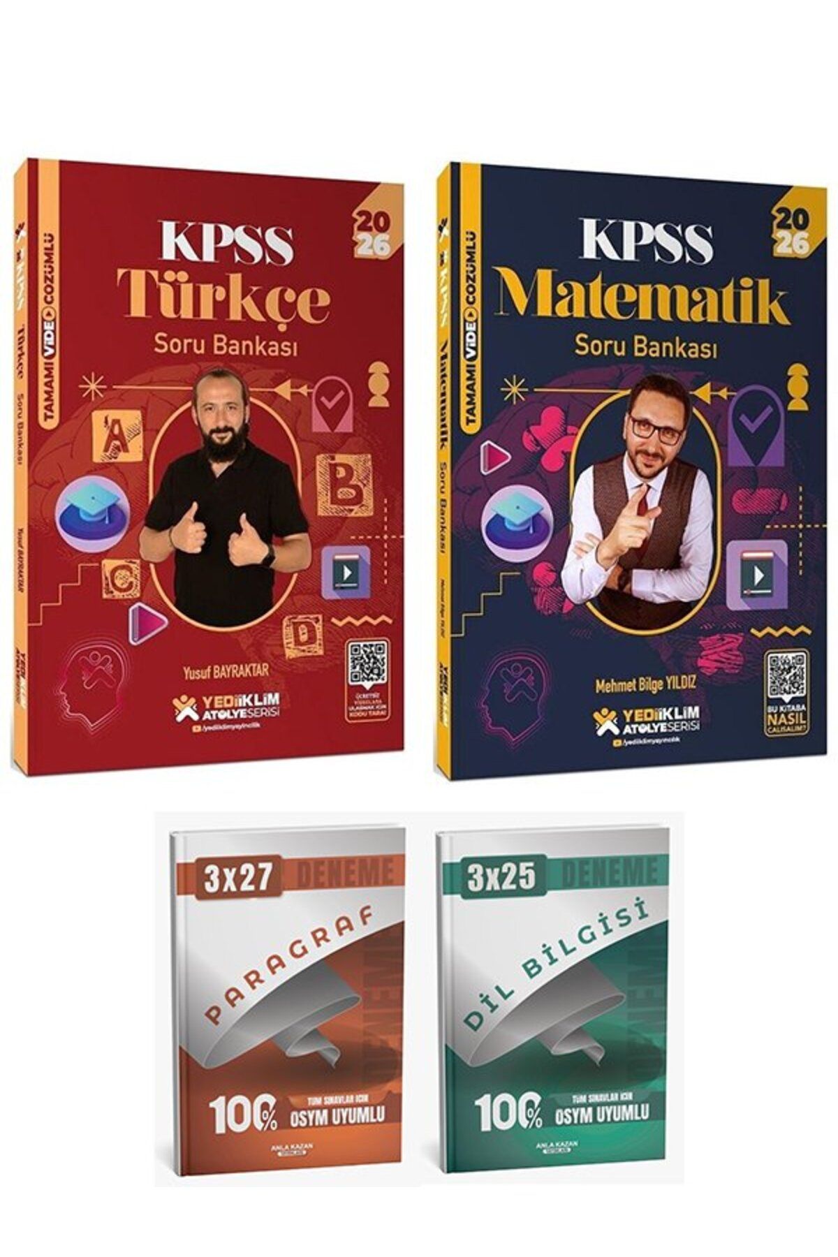 Anla Kazan Yayınları Yediiklim 2026 KPSS Türkçe + Matematik Atölye Soru Bankası 2 li Set Yediiklim Yayınları
