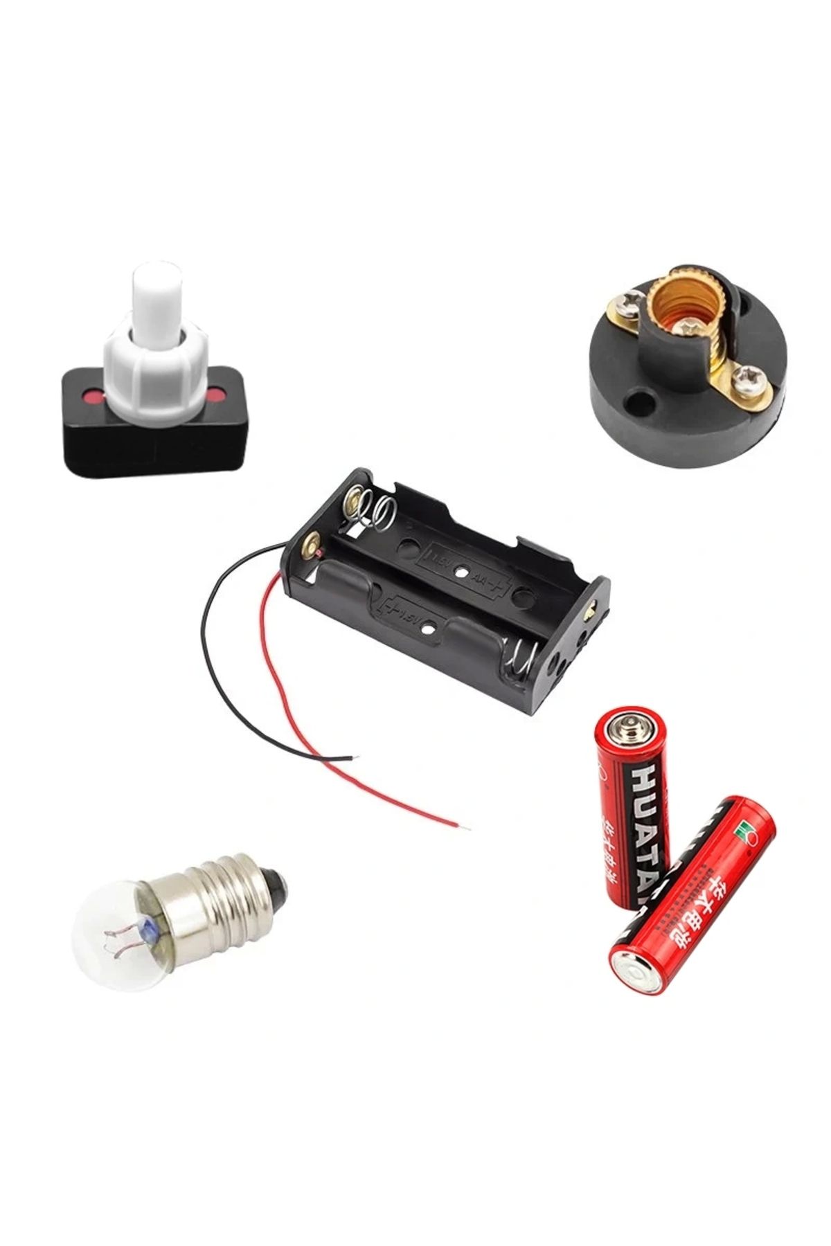 shopwave ELEKTROMER DENEY SETİ KUTULU OKUL İÇİN (PİL YUVASI+DUY+AMPUL+ANAHTAR+PİL) (5047)