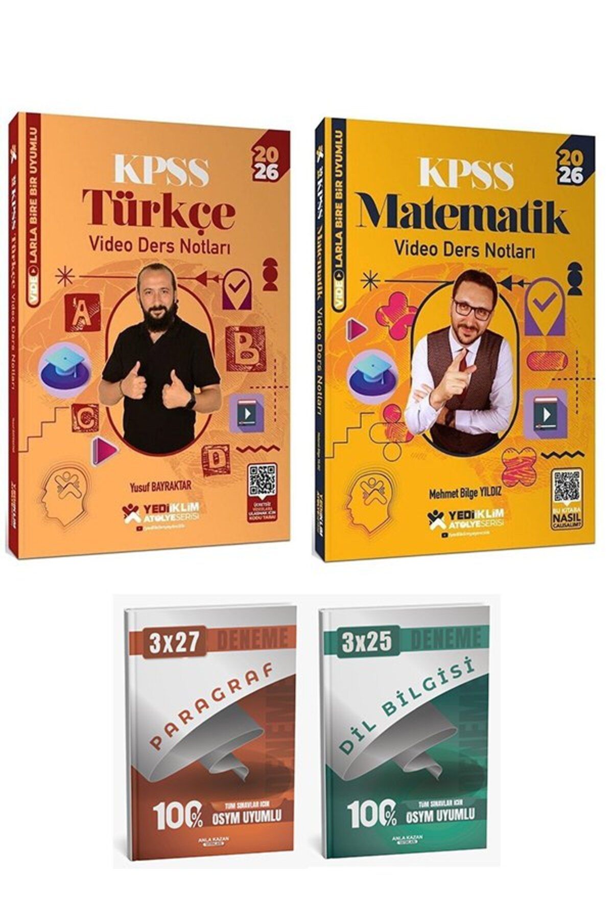 Anla Kazan Yayınları Yediiklim 2026 KPSS Türkçe + Matematik Atölye Video Ders Notları 2 li Set Yediiklim Yayınları