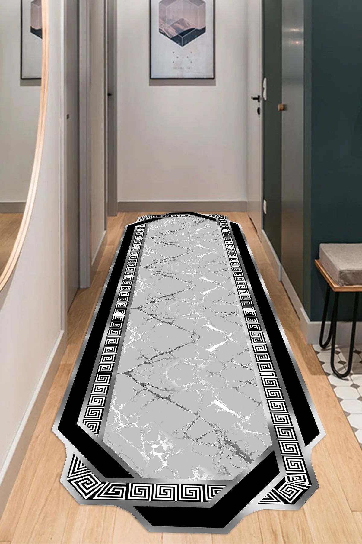 LTS HOME Dijital BASKILI Renkli Kaymaz Taban Yıkanabilir Modern Mutfak Halısı Salon Halısı Yolluk