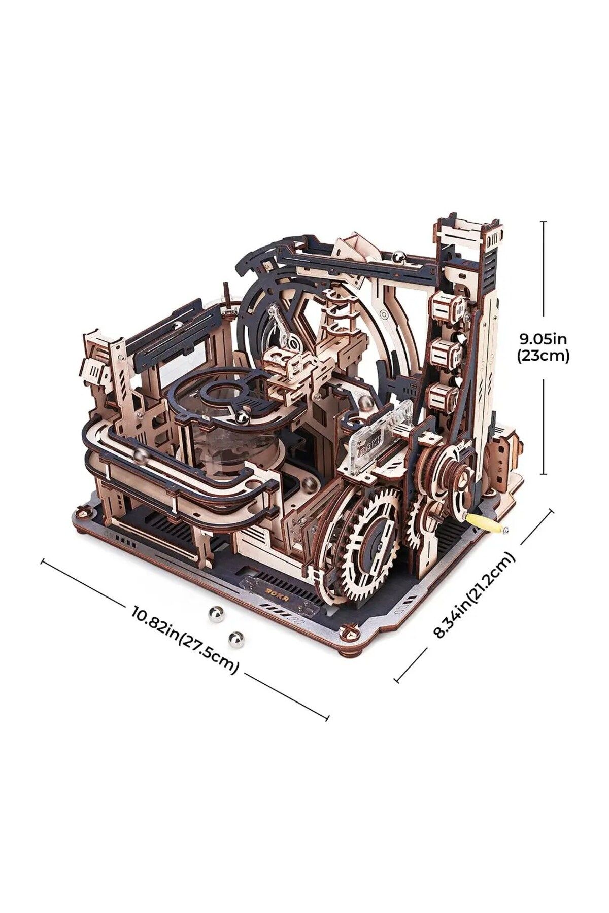 Robotime-Puzzle mecanic 3D din lemn, Marble Run Spacesport - 472 de piese 11