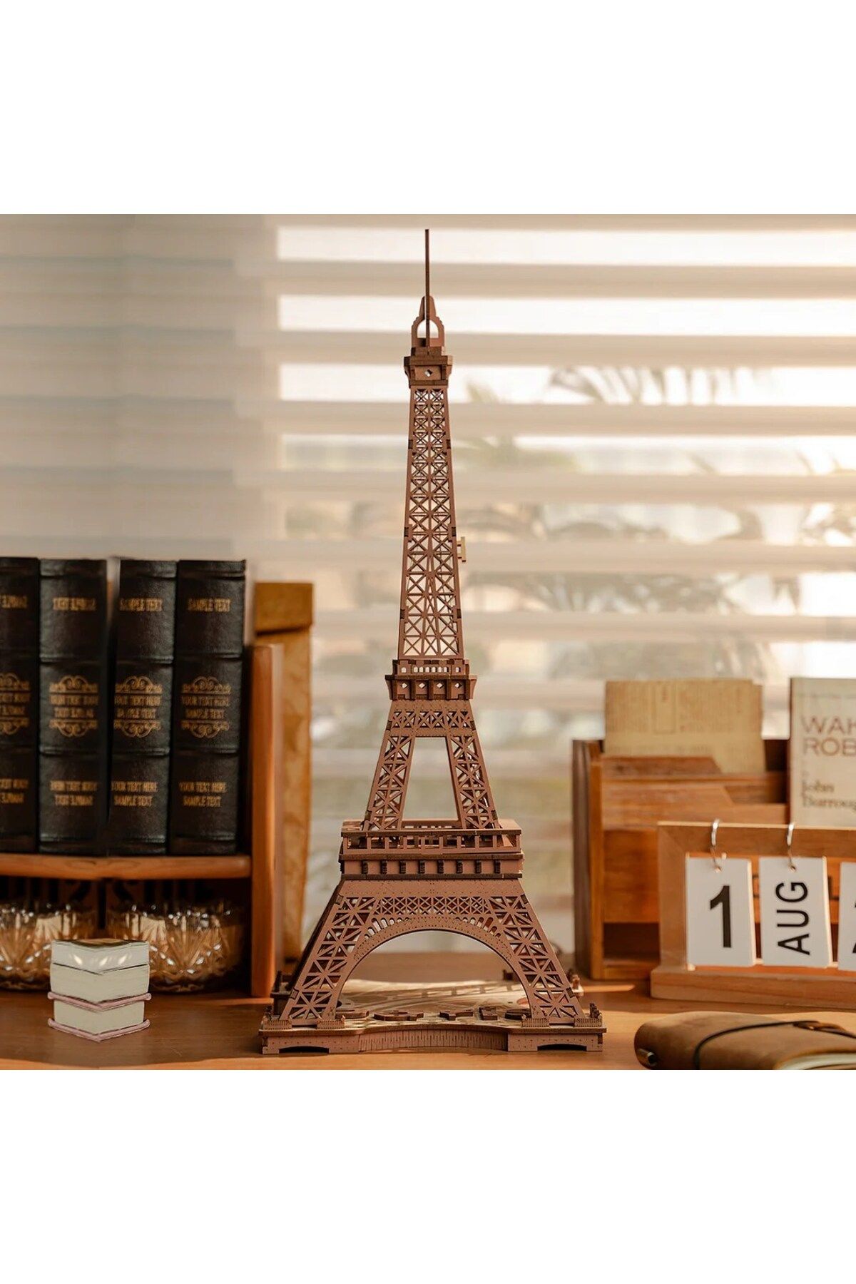 Robotime-Lampă de noapte Turnul Eiffel - Puzzle mecanic 3D din lemn - 164 de piese 7