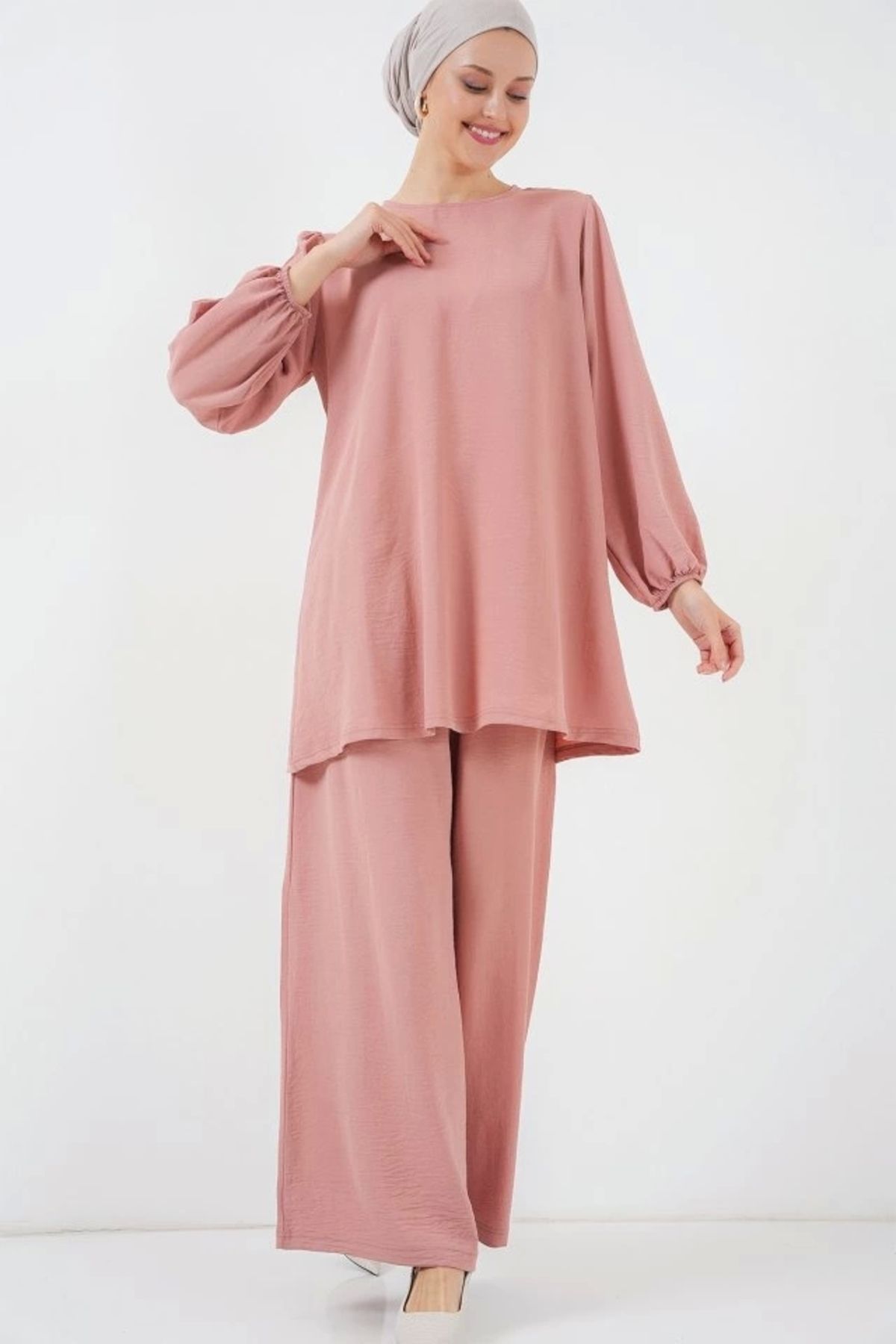 Butik Ayrobin Tunik Pantolon Alt Üst Takım 6712 - Somon