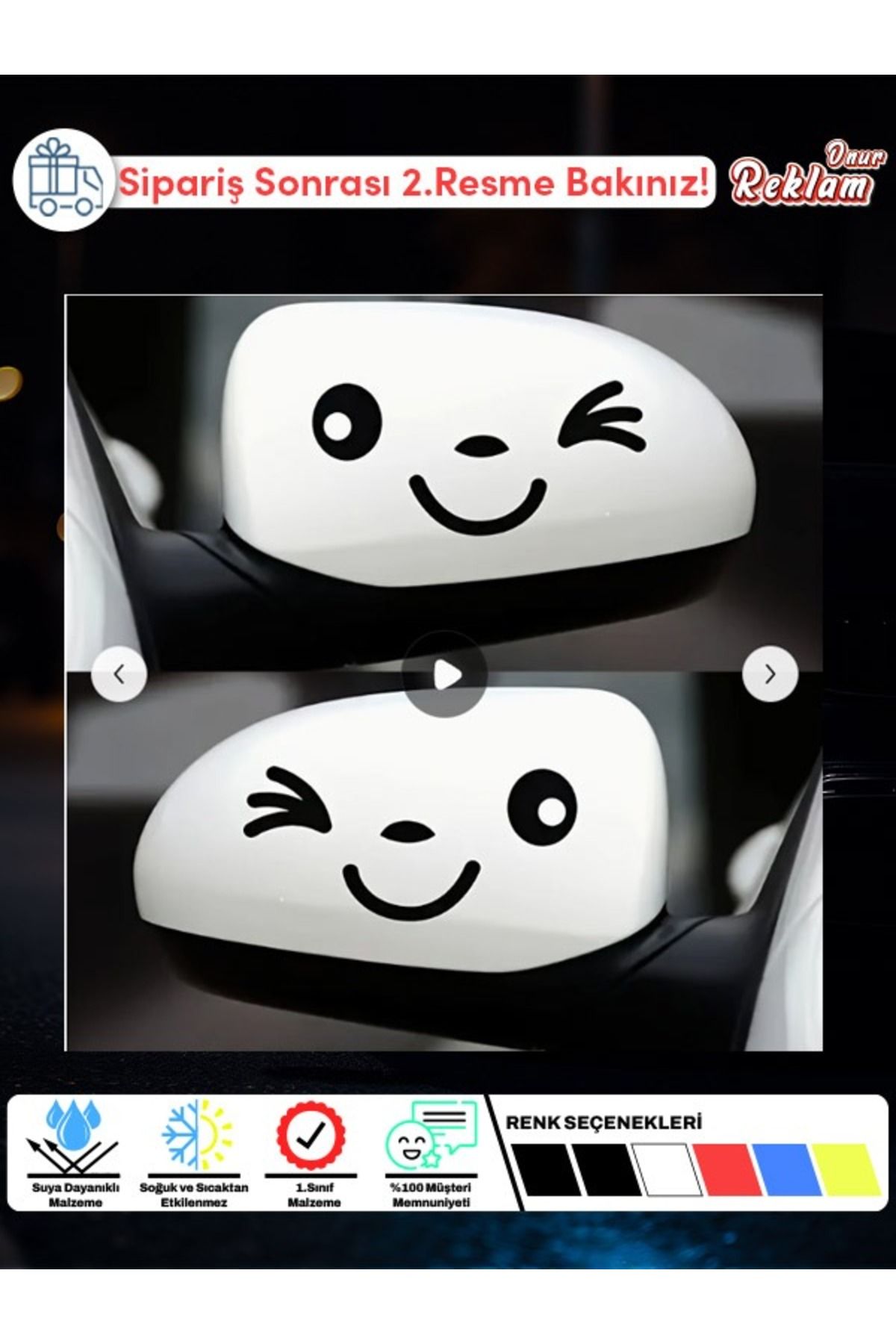 Onur Reklam Araba İçin Komik Yüz Sticker Seti – 6 Parça Suya Dayanıklı Dekoratif Çıkartma
